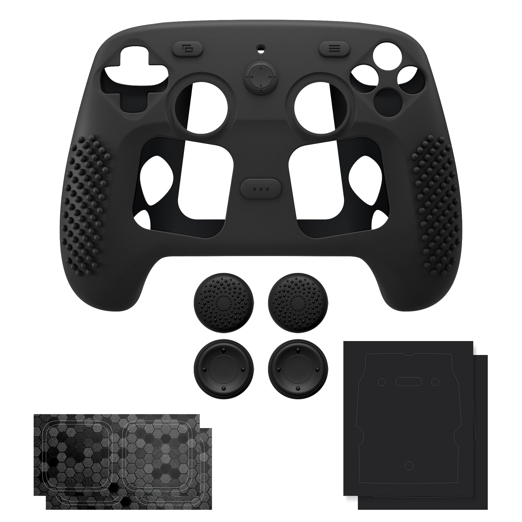 PlayVital 3D Studded Silicone Case with 4 Thumb Grips & Stickers for Steam Controller 2 (2026) - Black PlayVital
