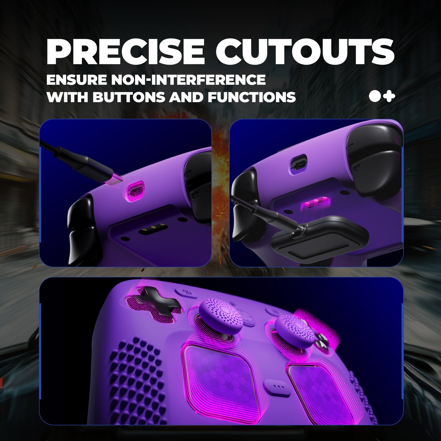 PlayVital 3D Studded Silicone Case with 4 Thumb Grips & Stickers for Steam Controller 2 (2026) - Purple PlayVital