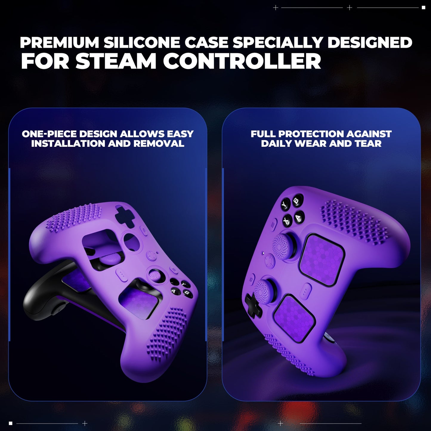 PlayVital 3D Studded Silicone Case with 4 Thumb Grips & Stickers for Steam Controller 2 (2026) - Purple PlayVital