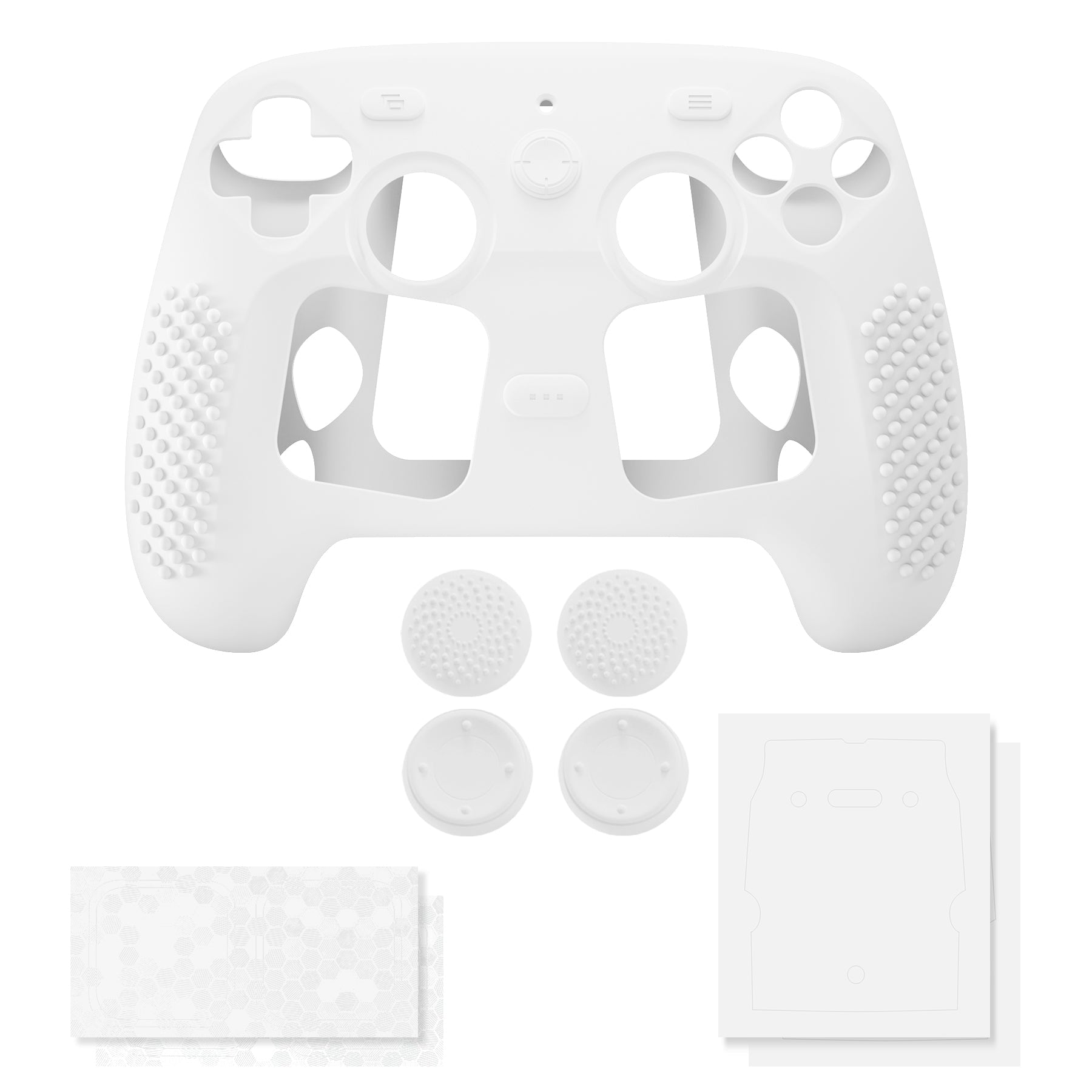 PlayVital 3D Studded Silicone Case with 4 Thumb Grips & Stickers for Steam Controller 2 (2026) - White PlayVital