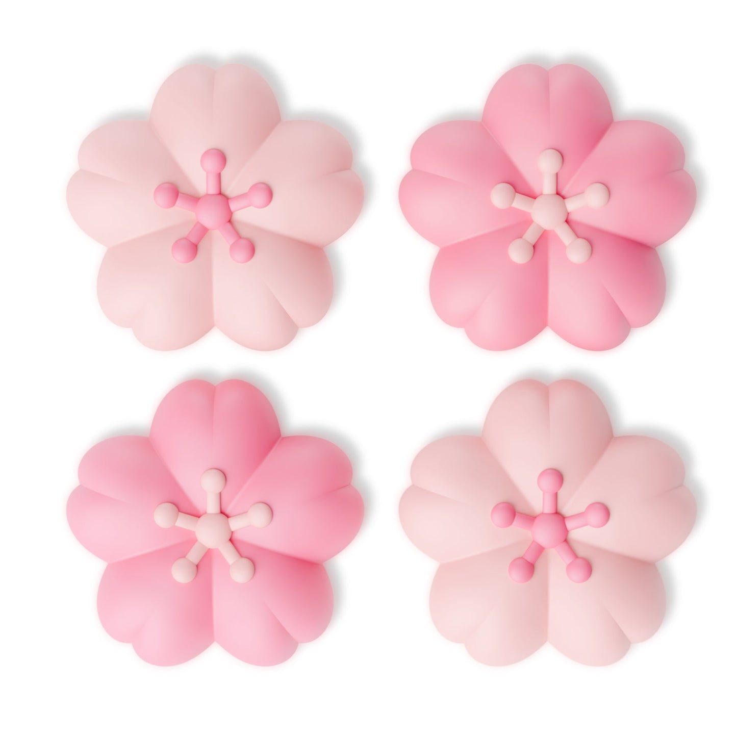 PlayVital 4 Pcs Cute Thumb Grip Caps for Nintendo Switch 2 - Blush Cherry Blossom Petals PlayVital