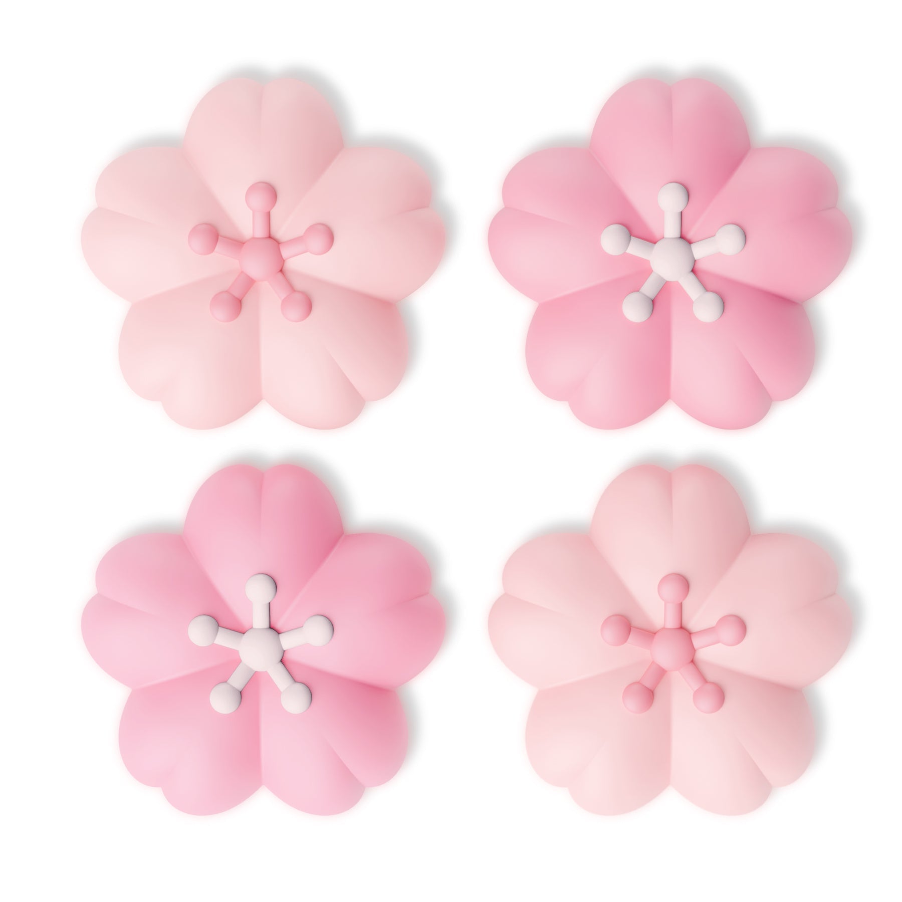 PlayVital 4 Pcs Cute Thumb Grip Caps for Nintendo Switch 2 - Blush Cherry Blossom Petals PlayVital