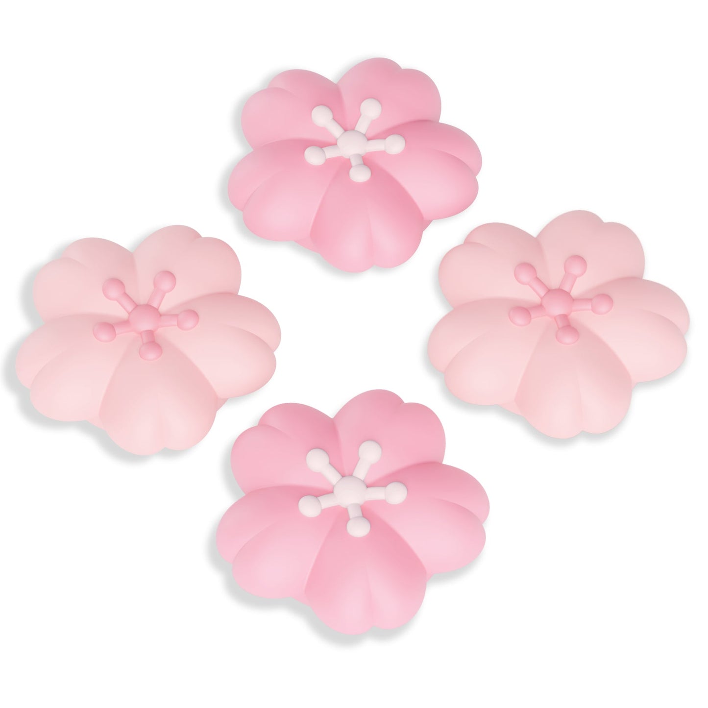 PlayVital 4 Pcs Cute Thumb Grip Caps for Nintendo Switch 2 - Blush Cherry Blossom Petals PlayVital