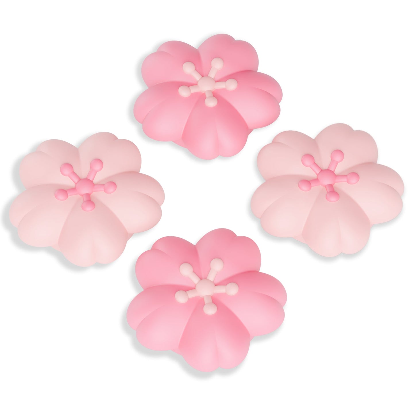 PlayVital 4 Pcs Cute Thumb Grip Caps for Nintendo Switch 2 - Blush Cherry Blossom Petals PlayVital