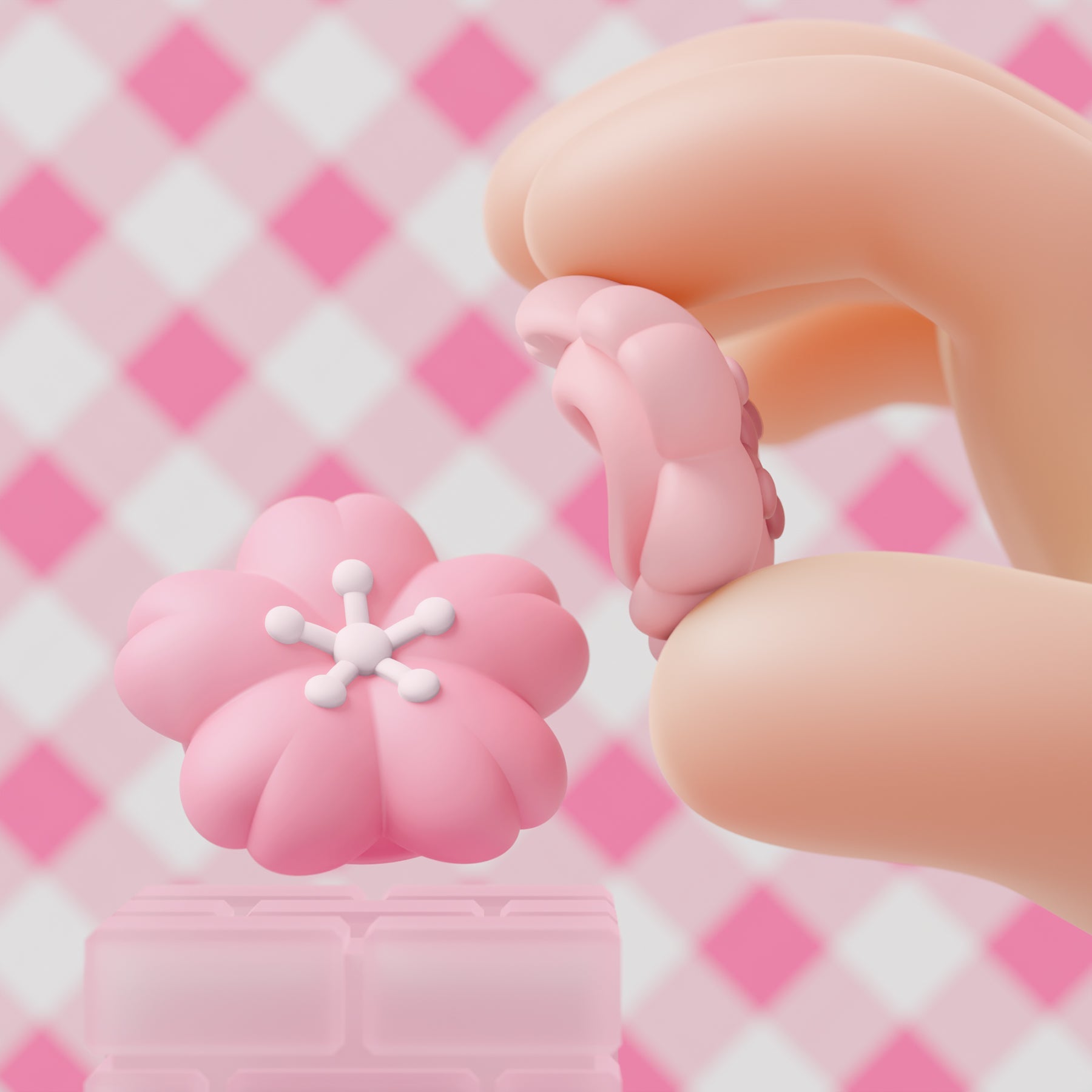 PlayVital 4 Pcs Cute Thumb Grip Caps for Nintendo Switch 2 - Blush Cherry Blossom Petals PlayVital