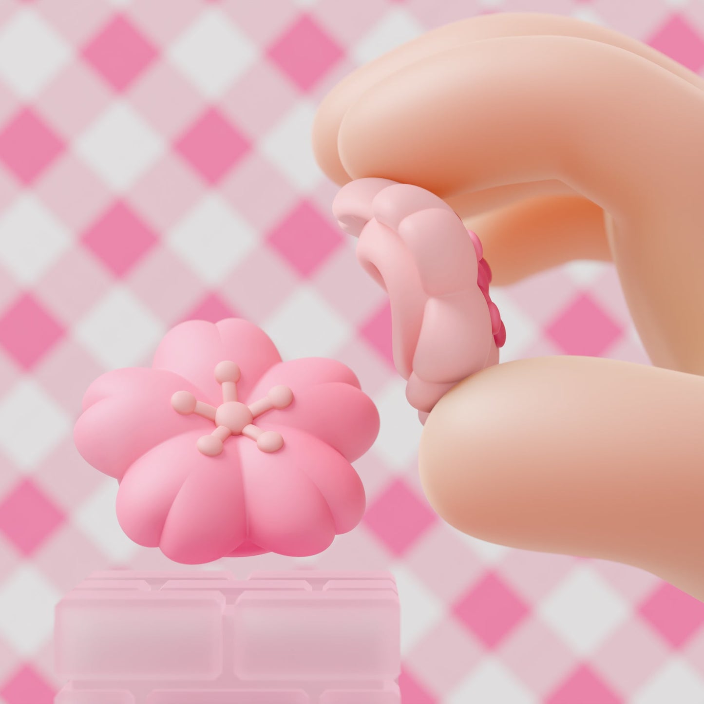 PlayVital 4 Pcs Cute Thumb Grip Caps for Nintendo Switch 2 - Blush Cherry Blossom Petals PlayVital