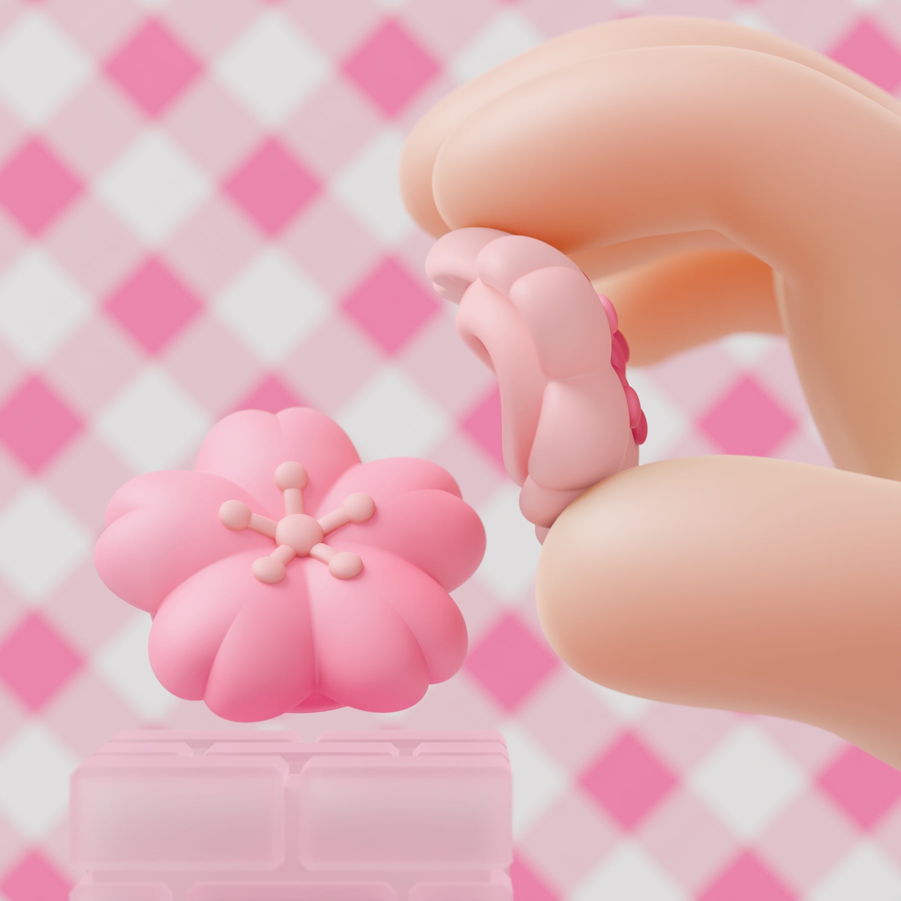 PlayVital 4 Pcs Cute Thumb Grip Caps for Nintendo Switch 2 - Blush Cherry Blossom Petals PlayVital