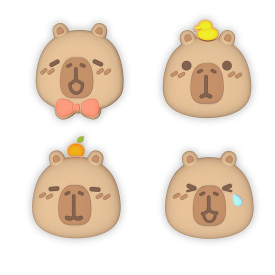 PlayVital 4 Pcs Cute Thumb Grip Caps for Nintendo Switch 2 - Capybara Moods PlayVital