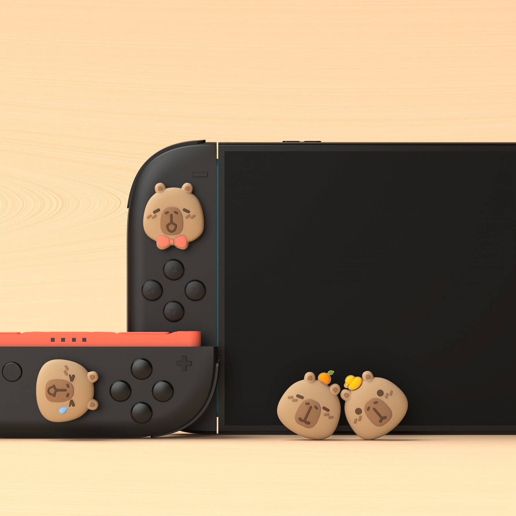 PlayVital 4 Pcs Cute Thumb Grip Caps for Nintendo Switch 2 - Capybara Moods PlayVital