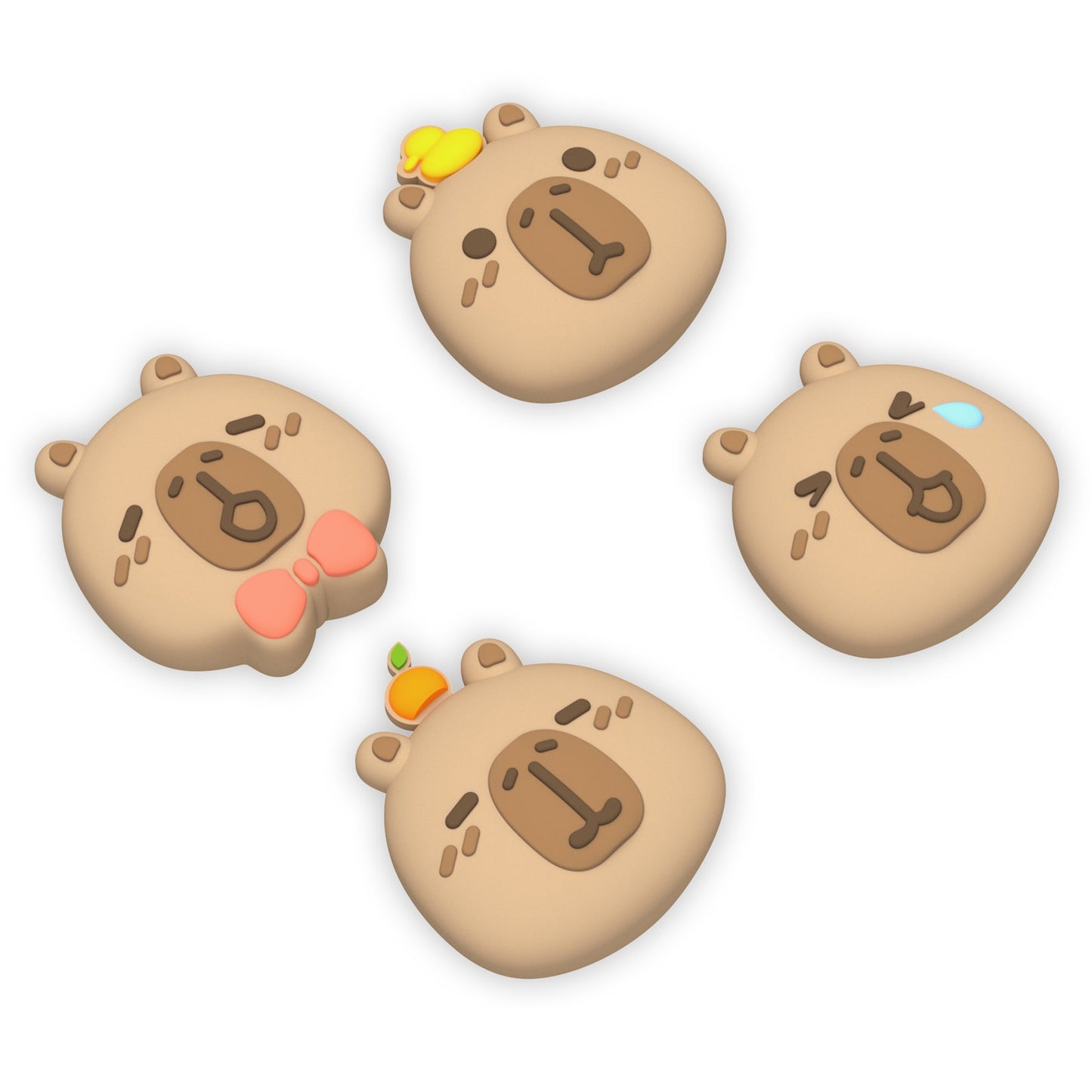 PlayVital 4 Pcs Cute Thumb Grip Caps for Nintendo Switch 2 - Capybara Moods PlayVital