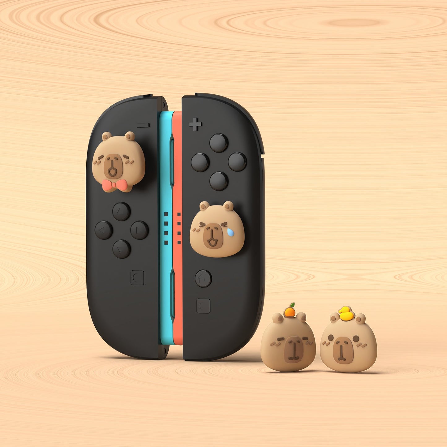 PlayVital 4 Pcs Cute Thumb Grip Caps for Nintendo Switch 2 - Capybara Moods PlayVital