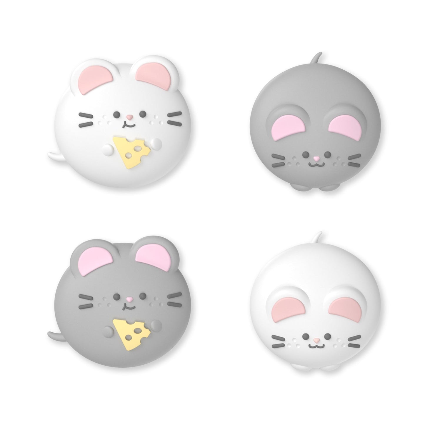 PlayVital 4 Pcs Cute Thumb Grip Caps for Nintendo Switch 2 - Cheese Mousie & Peek Mousie PlayVital