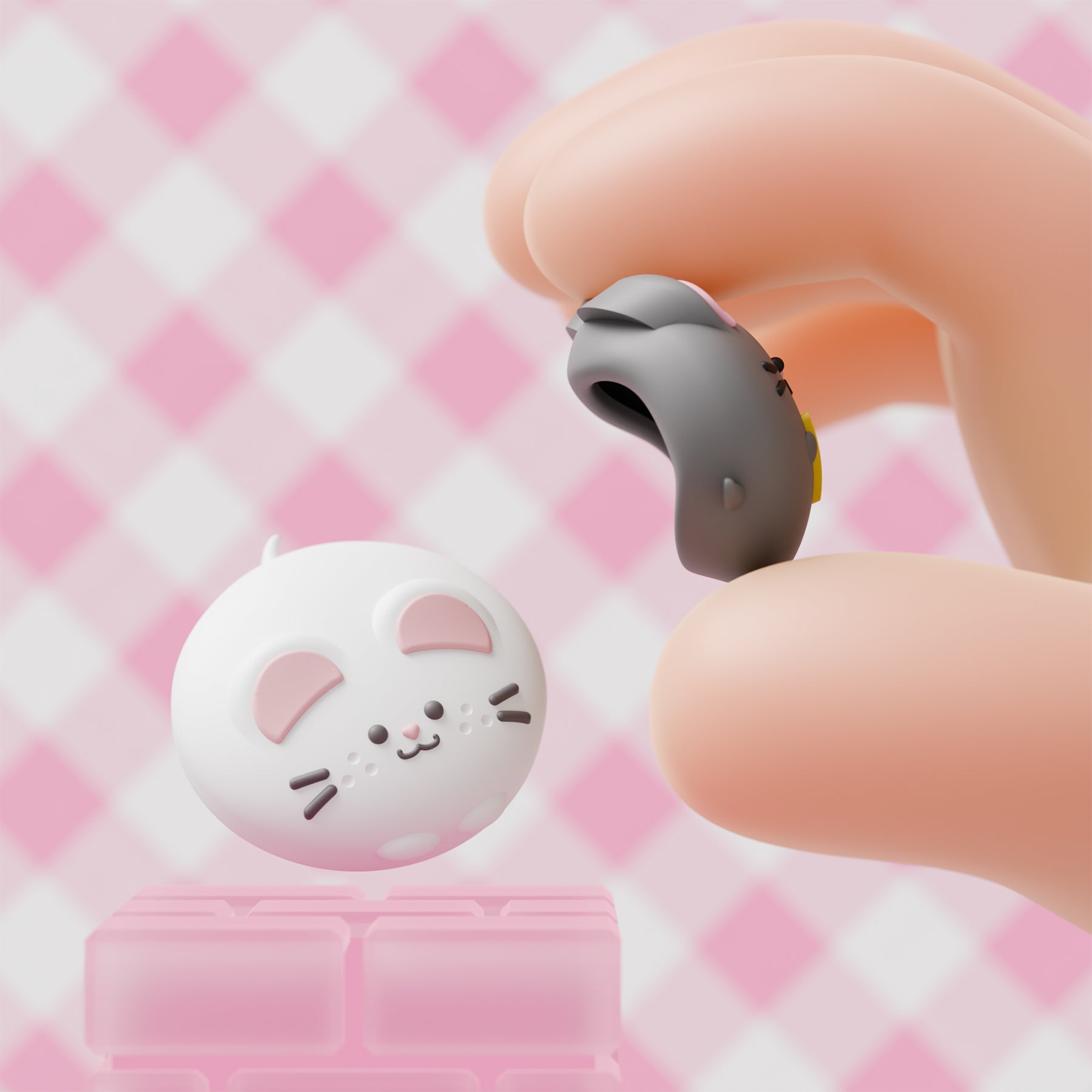 PlayVital 4 Pcs Cute Thumb Grip Caps for Nintendo Switch 2 - Cheese Mousie & Peek Mousie PlayVital