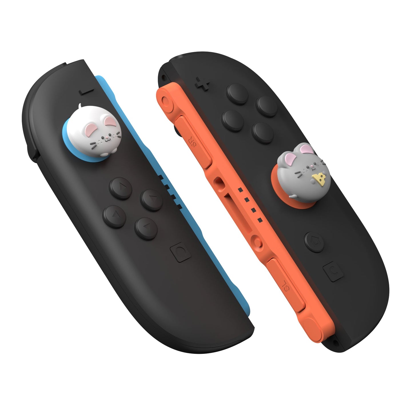 PlayVital 4 Pcs Cute Thumb Grip Caps for Nintendo Switch 2 - Cheese Mousie & Peek Mousie PlayVital