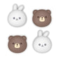 PlayVital 4 Pcs Cute Thumb Grip Caps for Nintendo Switch 2 - Chubby Bear & Smiley Bunny PlayVital