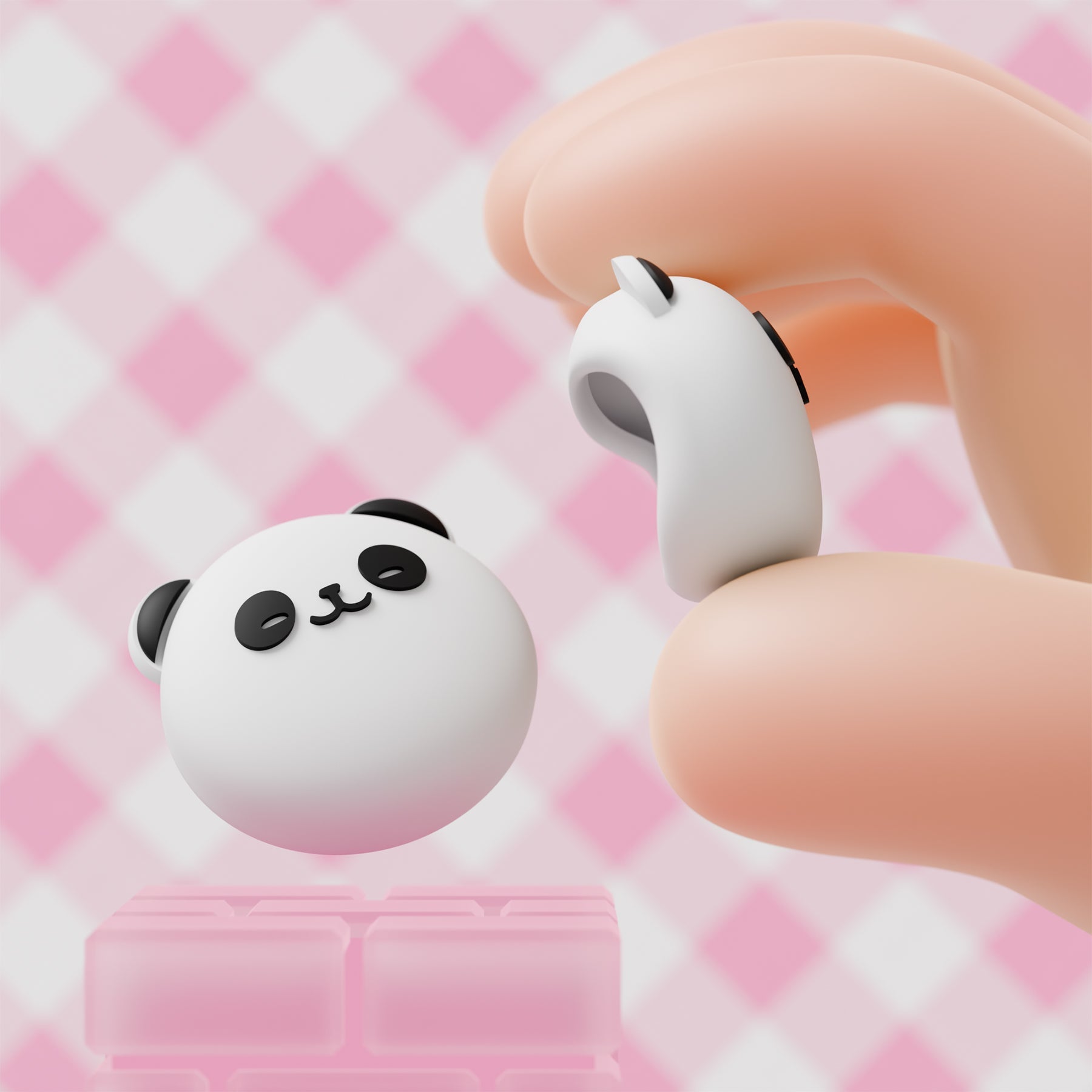 PlayVital 4 Pcs Cute Thumb Grip Caps for Nintendo Switch 2 - Chubby Panda PlayVital