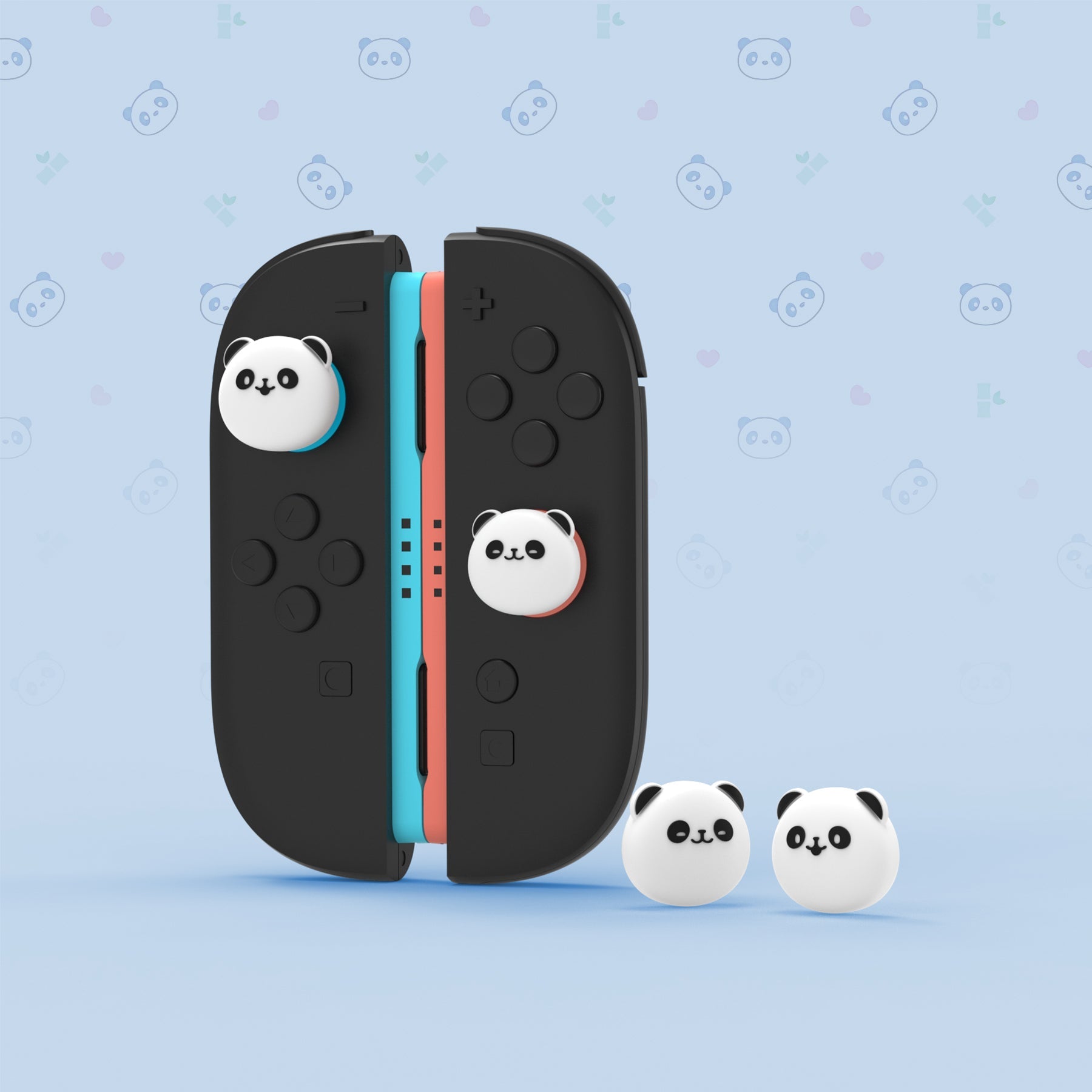 PlayVital 4 Pcs Cute Thumb Grip Caps for Nintendo Switch 2 - Chubby Panda PlayVital