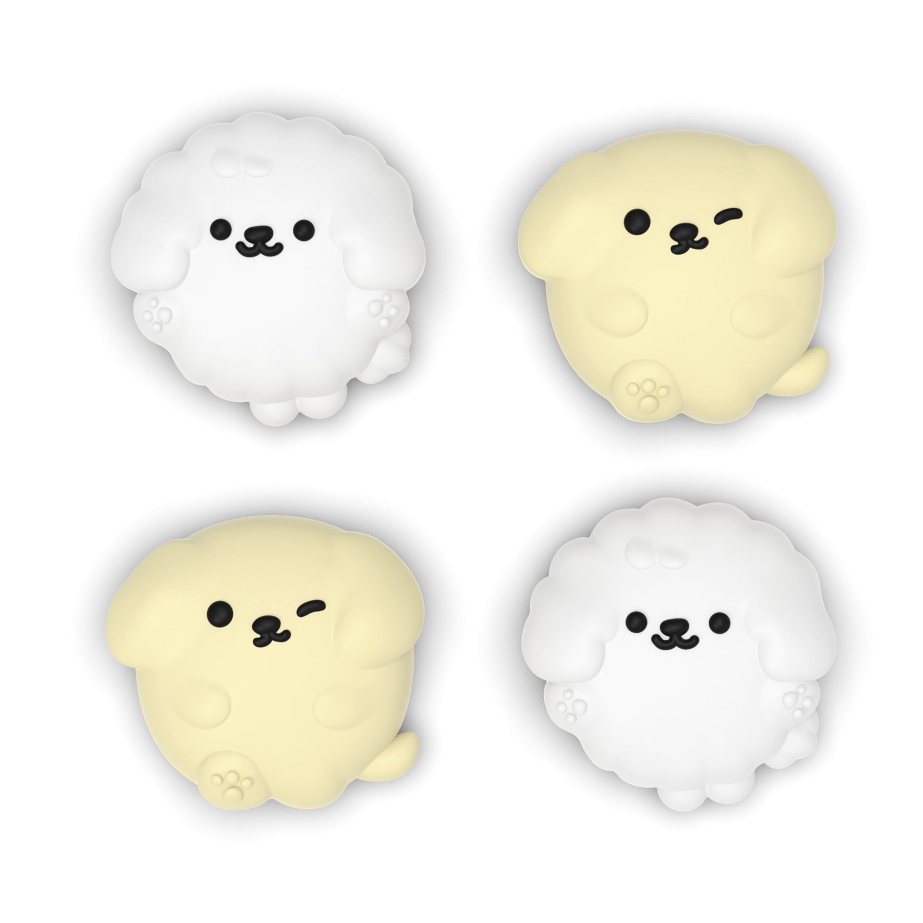 PlayVital 4 Pcs Cute Thumb Grip Caps for Nintendo Switch 2 - Fluffy & Winky Pups PlayVital