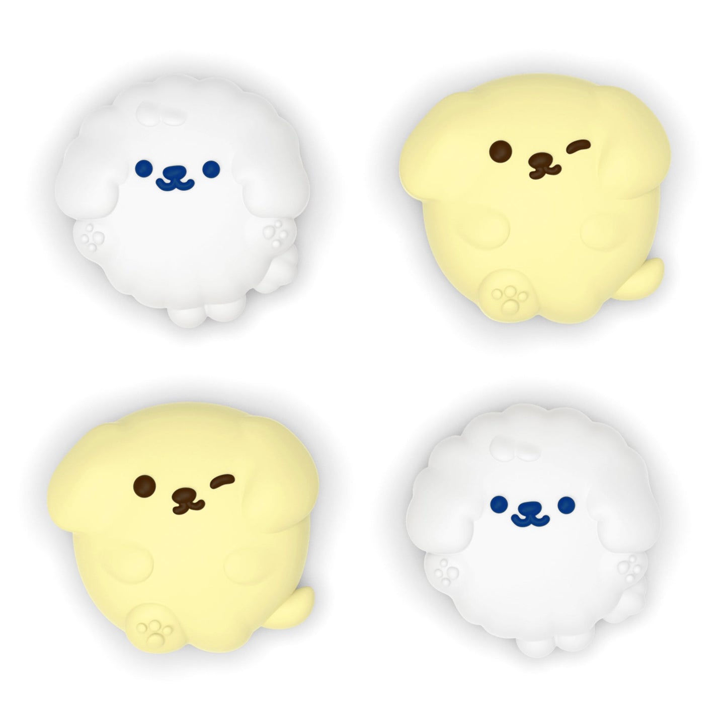 PlayVital 4 Pcs Cute Thumb Grip Caps for Nintendo Switch 2 - Fluffy & Winky Pups PlayVital
