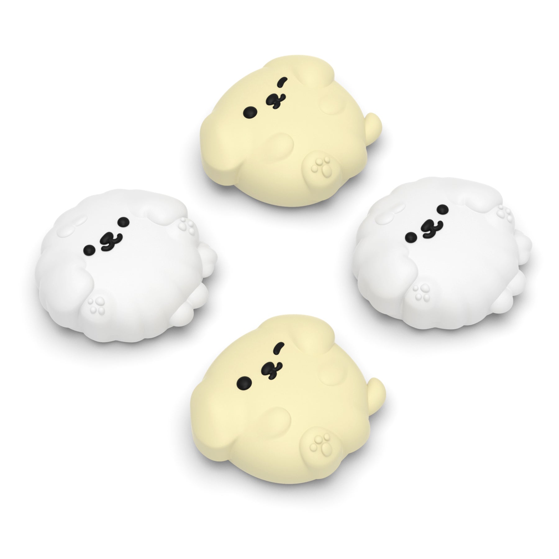 PlayVital 4 Pcs Cute Thumb Grip Caps for Nintendo Switch 2 - Fluffy & Winky Pups PlayVital