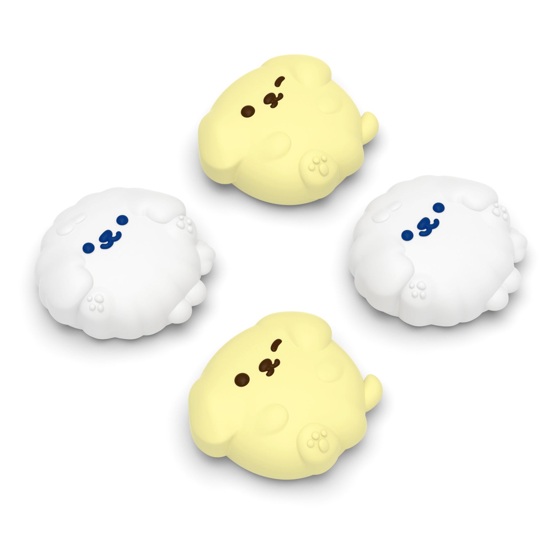 PlayVital 4 Pcs Cute Thumb Grip Caps for Nintendo Switch 2 - Fluffy & Winky Pups PlayVital