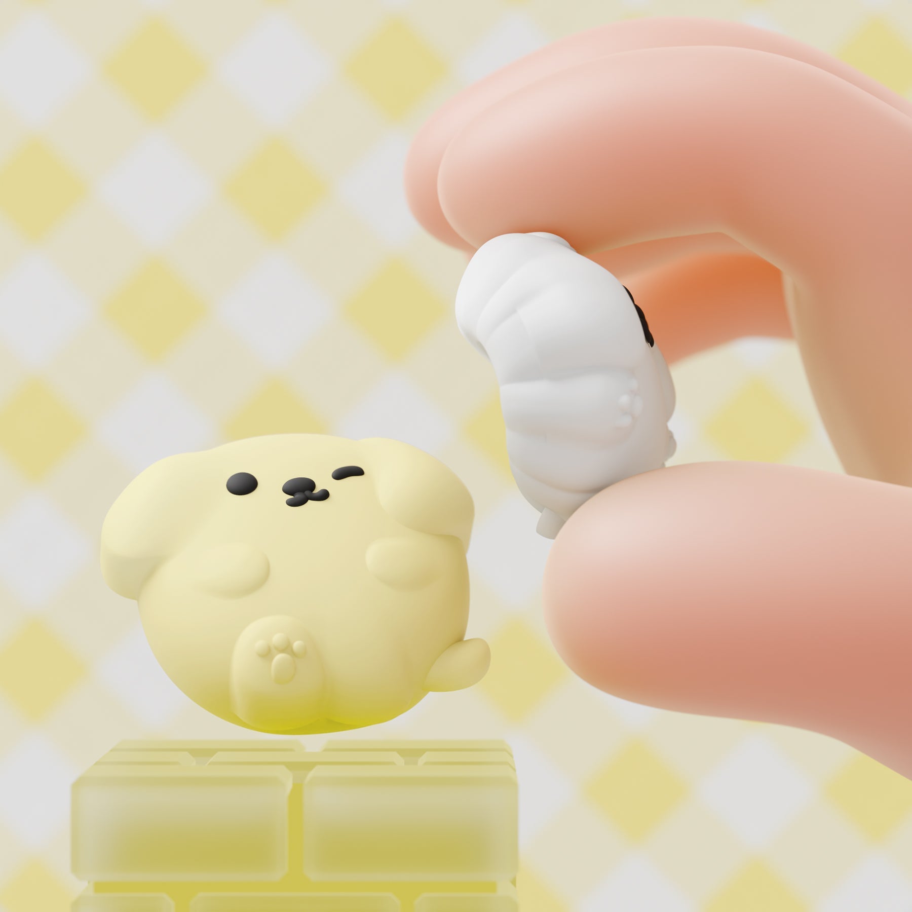 PlayVital 4 Pcs Cute Thumb Grip Caps for Nintendo Switch 2 - Fluffy & Winky Pups PlayVital
