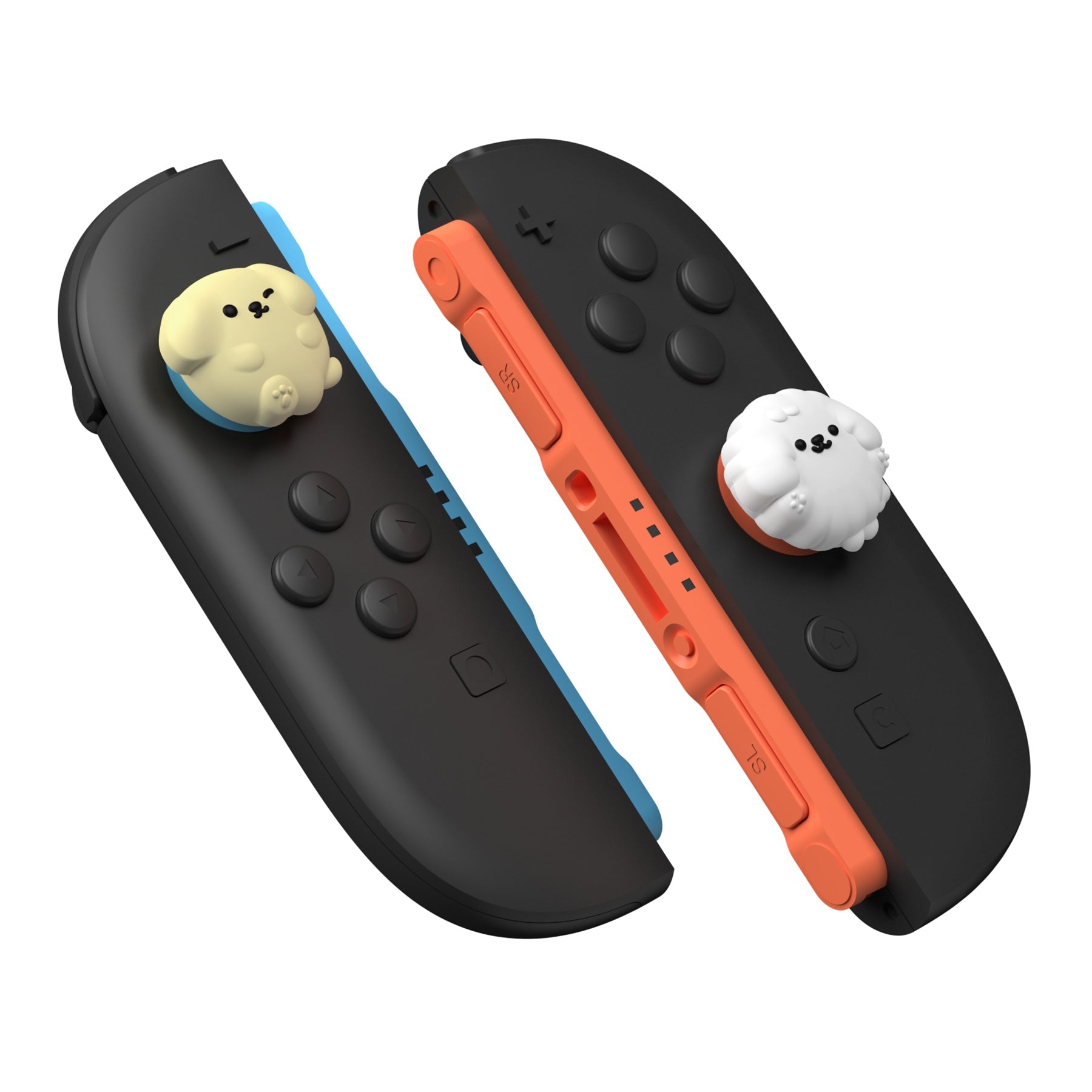 PlayVital 4 Pcs Cute Thumb Grip Caps for Nintendo Switch 2 - Fluffy & Winky Pups PlayVital
