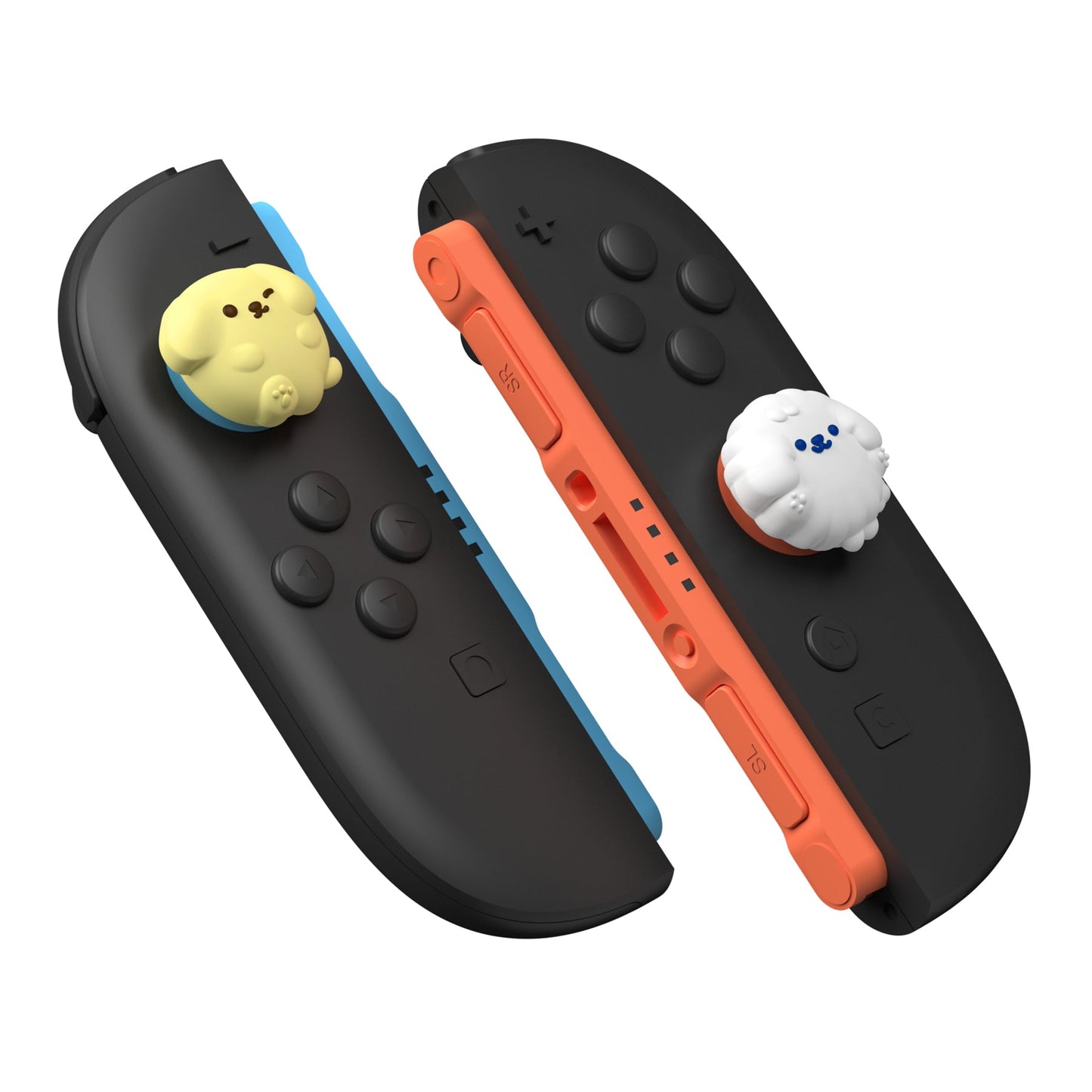 PlayVital 4 Pcs Cute Thumb Grip Caps for Nintendo Switch 2 - Fluffy & Winky Pups PlayVital