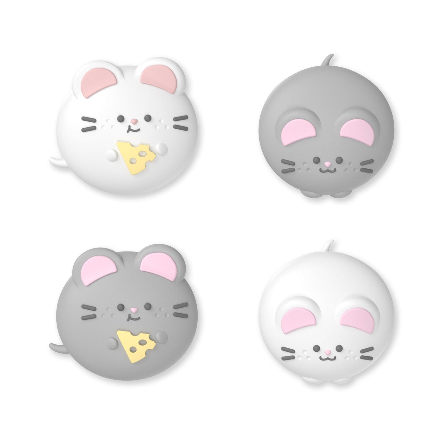 PlayVital 4 Pcs Cute Thumb Grip Caps for Nintendo Switch 2 - Nibble Mousie & Sweet Mousie PlayVital