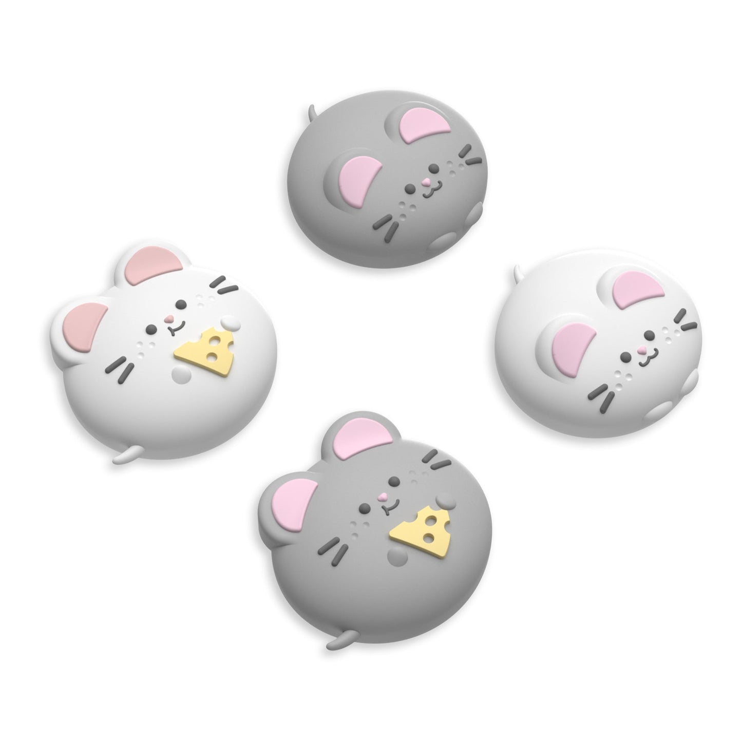 PlayVital 4 Pcs Cute Thumb Grip Caps for Nintendo Switch 2 - Nibble Mousie & Sweet Mousie PlayVital
