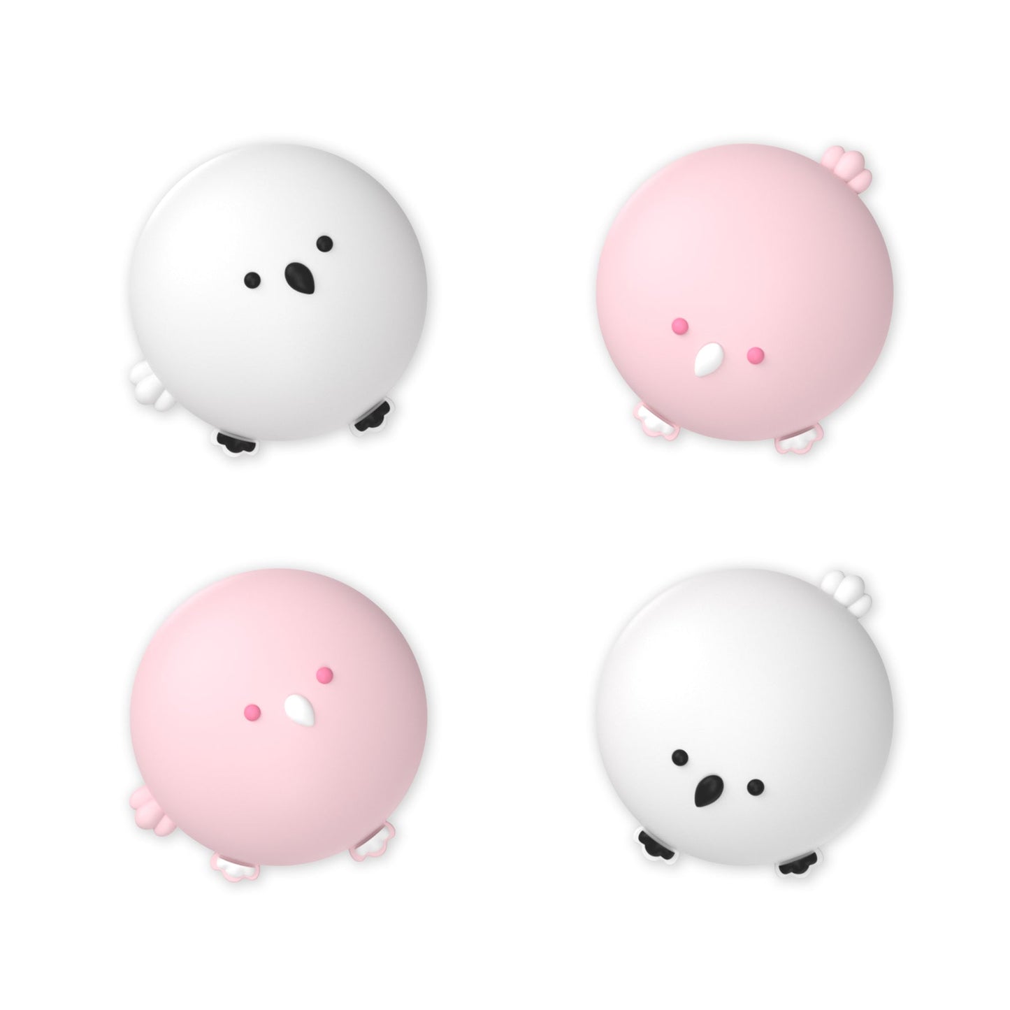 PlayVital 4 Pcs Cute Thumb Grip Caps for Nintendo Switch 2 - Perky Chickie & Shy Chickie PlayVital