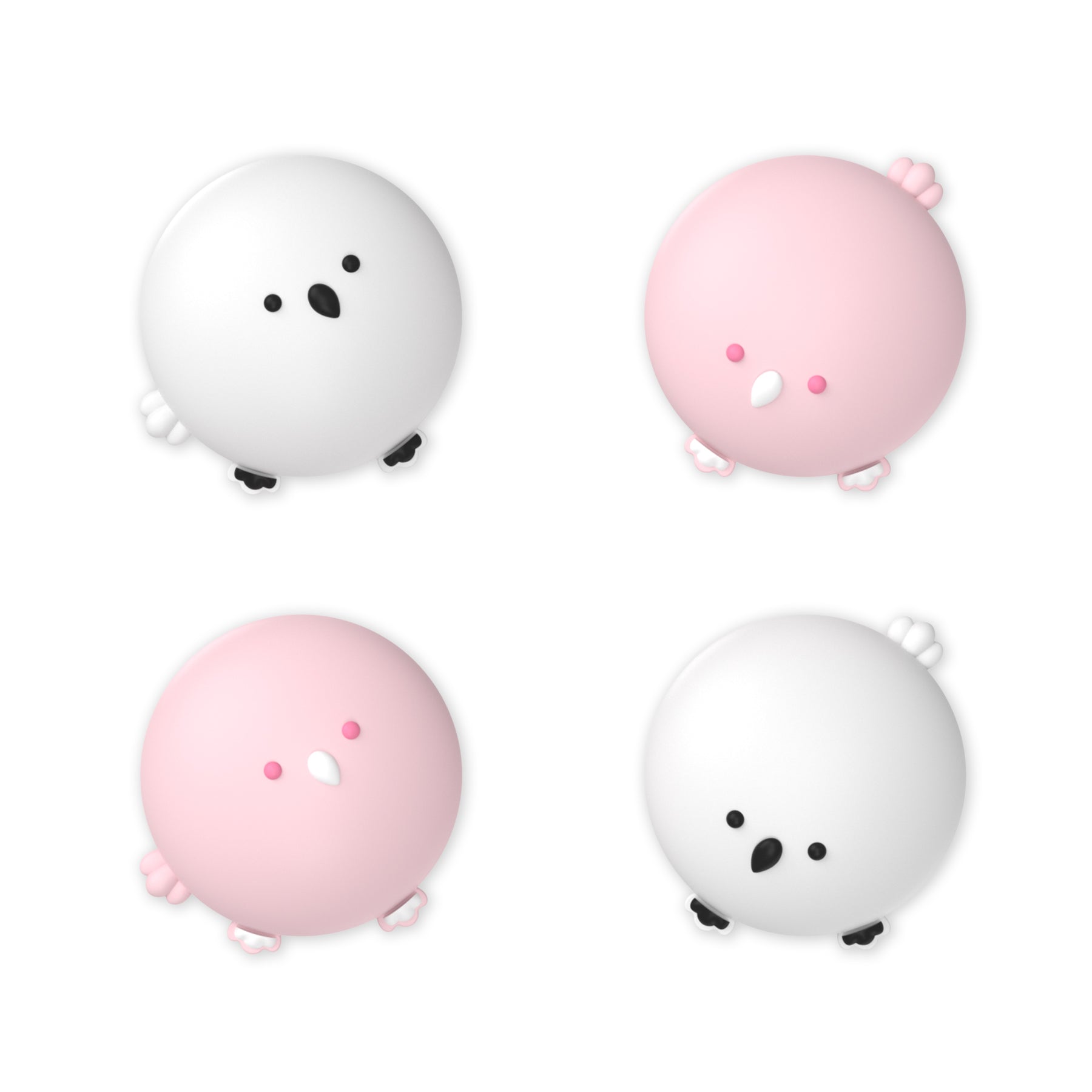 PlayVital 4 Pcs Cute Thumb Grip Caps for Nintendo Switch 2 - Perky Chickie & Shy Chickie PlayVital