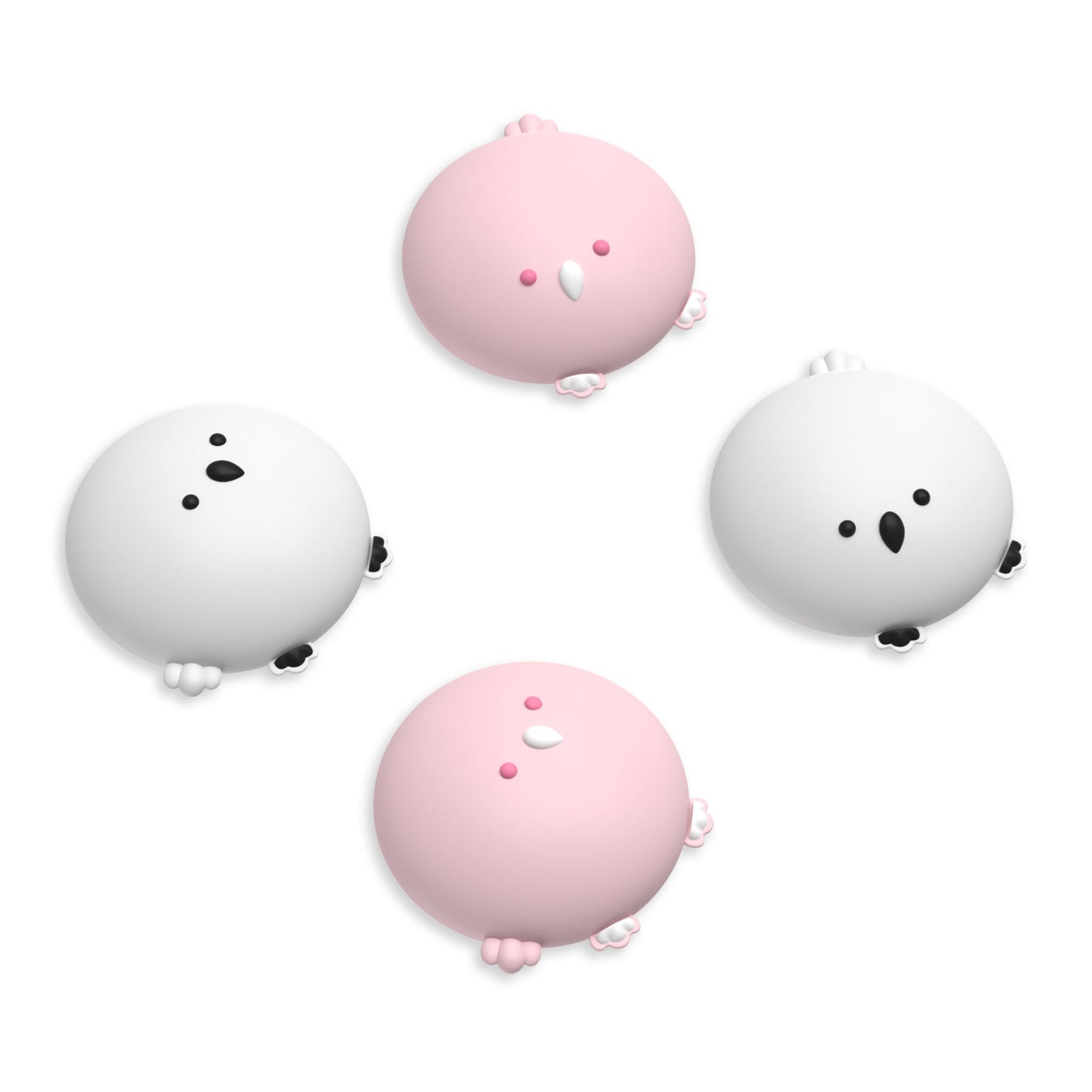 PlayVital 4 Pcs Cute Thumb Grip Caps for Nintendo Switch 2 - Perky Chickie & Shy Chickie PlayVital