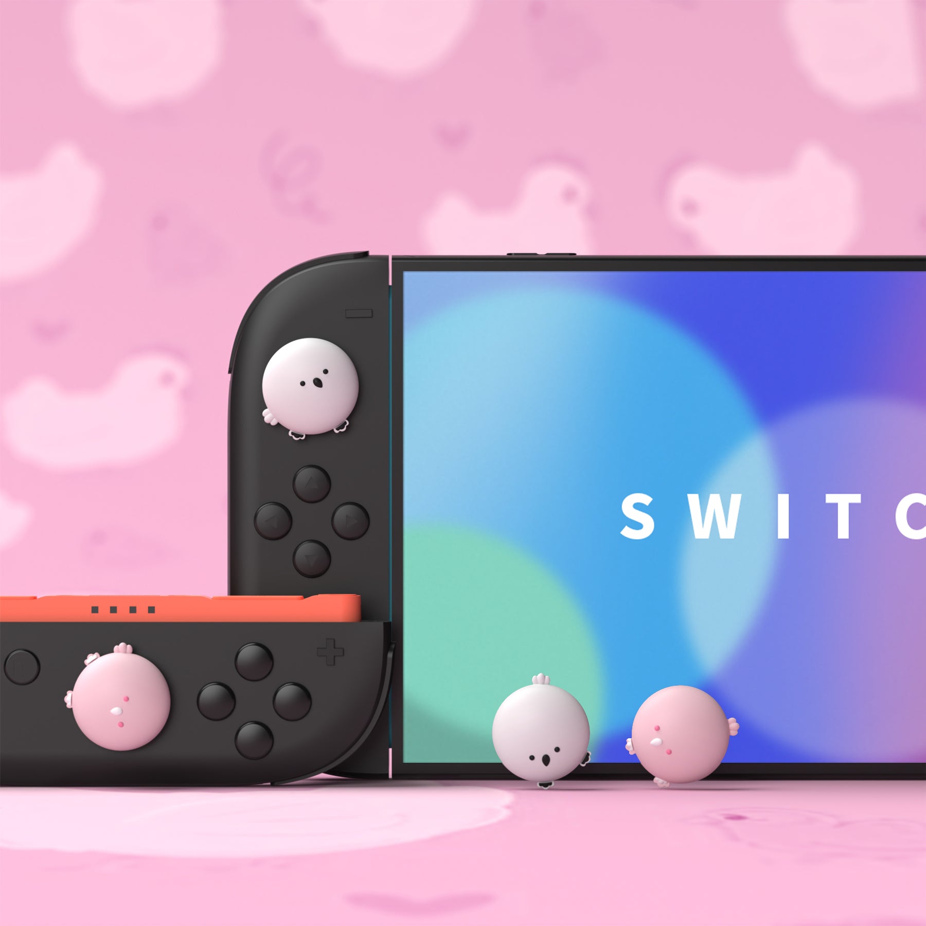 PlayVital 4 Pcs Cute Thumb Grip Caps for Nintendo Switch 2 - Puffy Chi