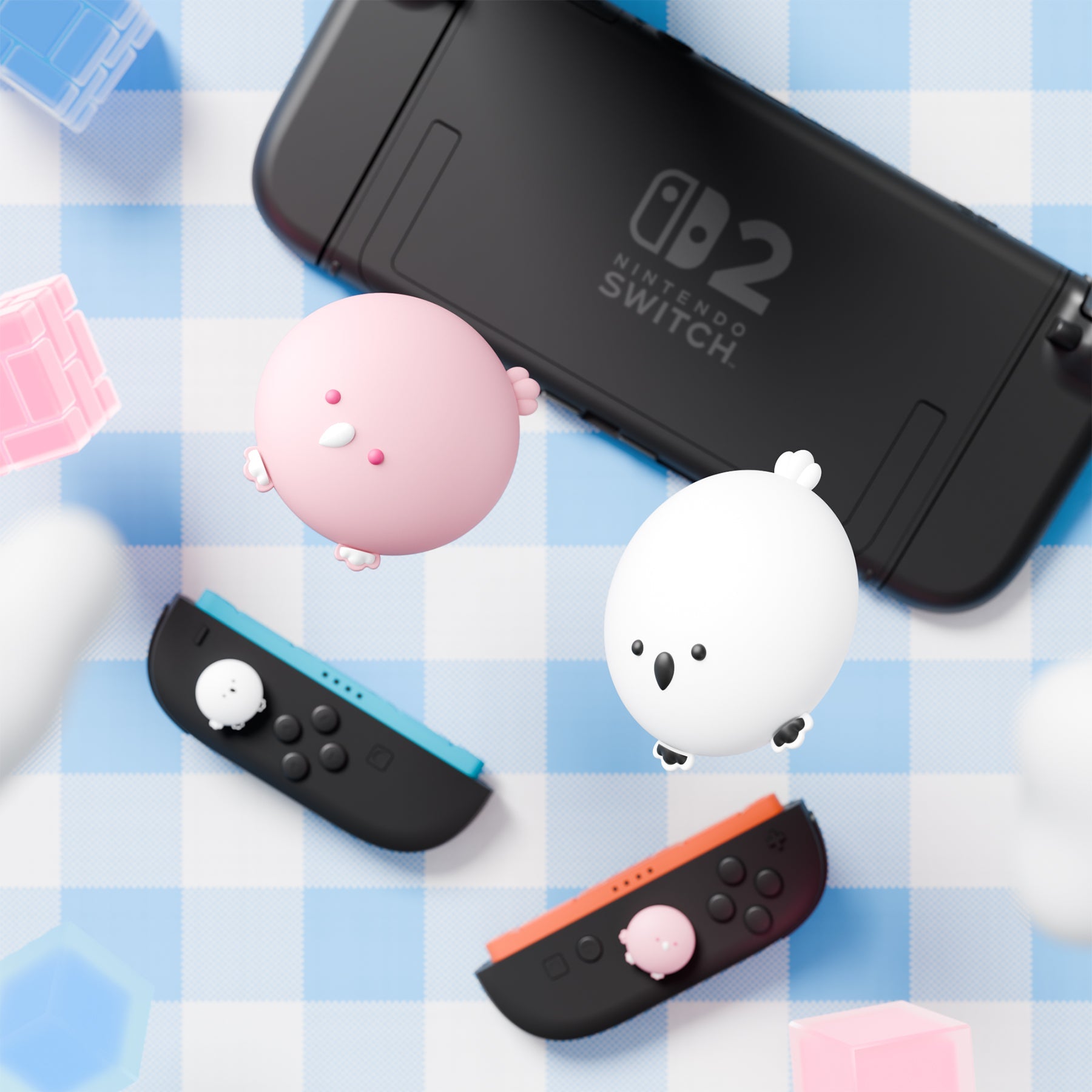 PlayVital 4 Pcs Cute Thumb Grip Caps for Nintendo Switch 2 - Puffy Chi