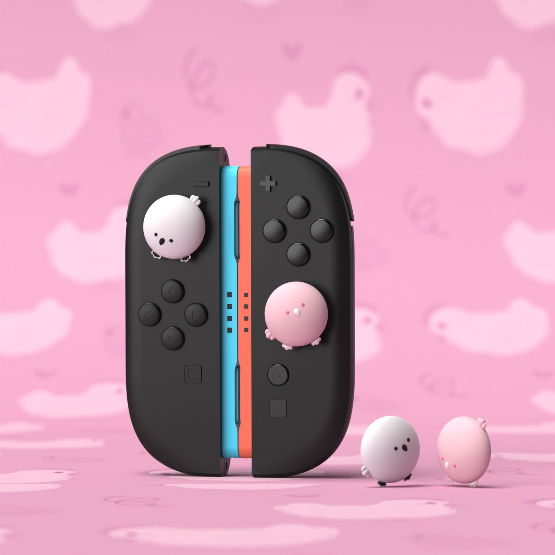 PlayVital 4 Pcs Cute Thumb Grip Caps for Nintendo Switch 2 - Puffy Chi
