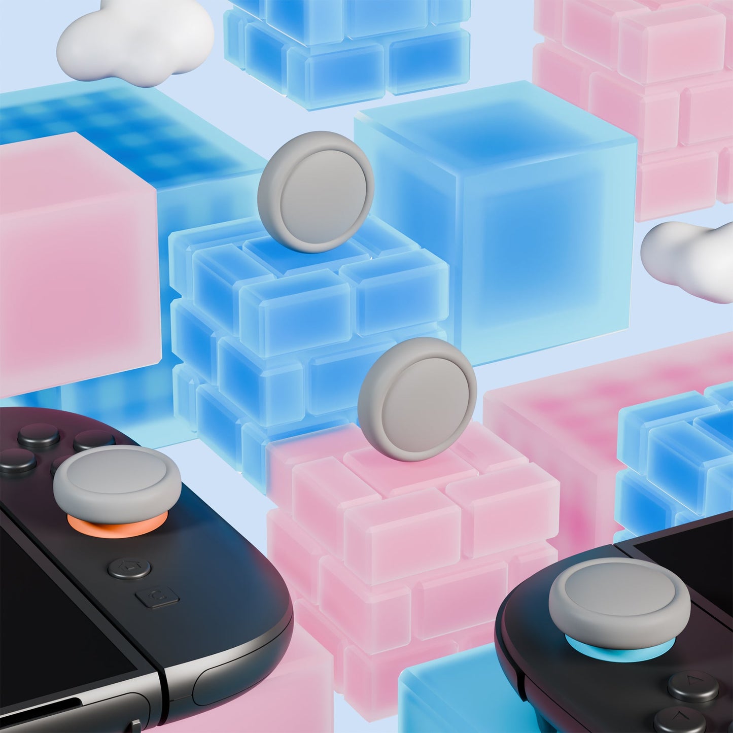 PlayVital 4Pcs Joystick Caps for Nintendo Switch 2, Silicone Thumbstick Grip Cover for Joycon 2 - New Hope Gray PlayVital