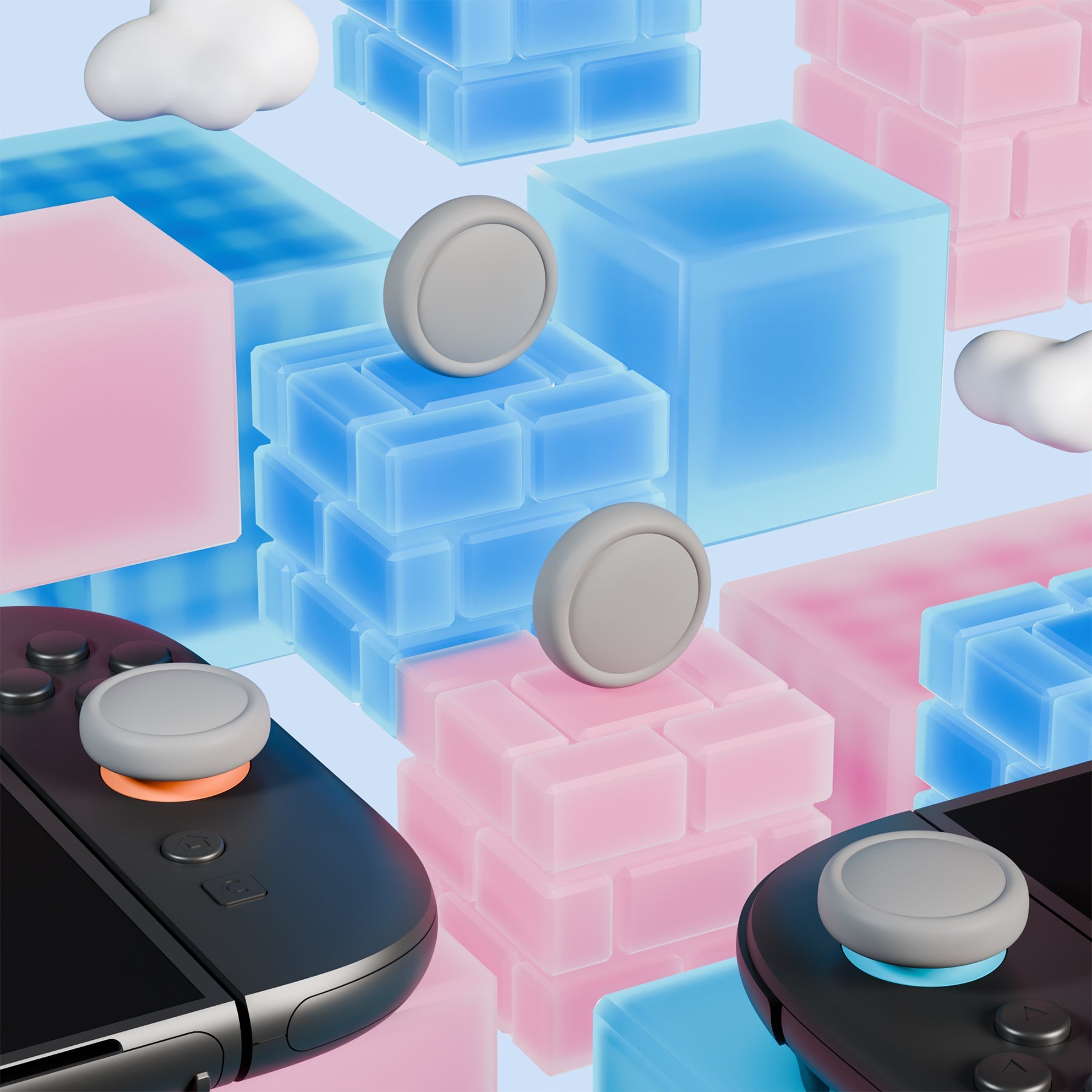 PlayVital 4Pcs Joystick Caps for Nintendo Switch 2, Silicone Thumbstick Grip Cover for Joycon 2 - New Hope Gray PlayVital