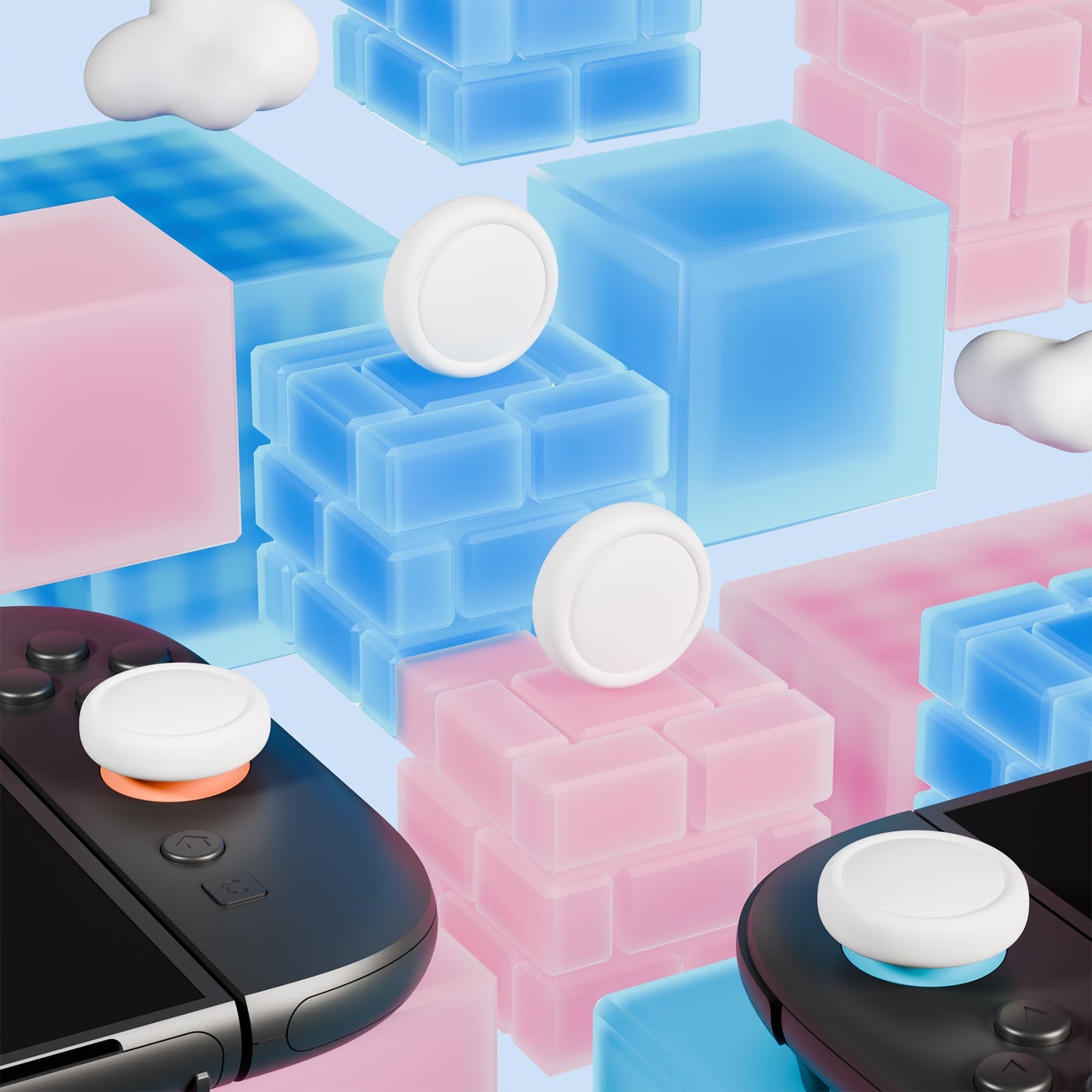 PlayVital 4Pcs Joystick Caps for Nintendo Switch 2, Silicone Thumbstick Grip Cover for Joycon 2 - White PlayVital