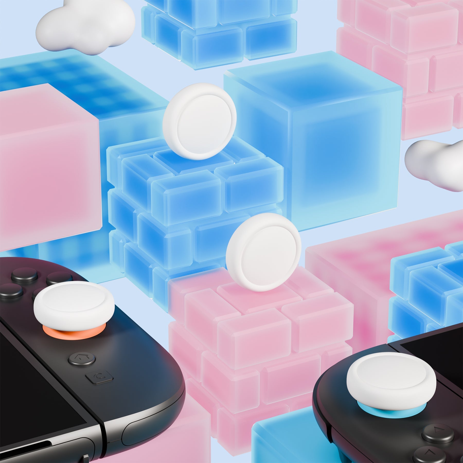 PlayVital 4Pcs Joystick Caps for Nintendo Switch 2, Silicone Thumbstick Grip Cover for Joycon 2 - White PlayVital