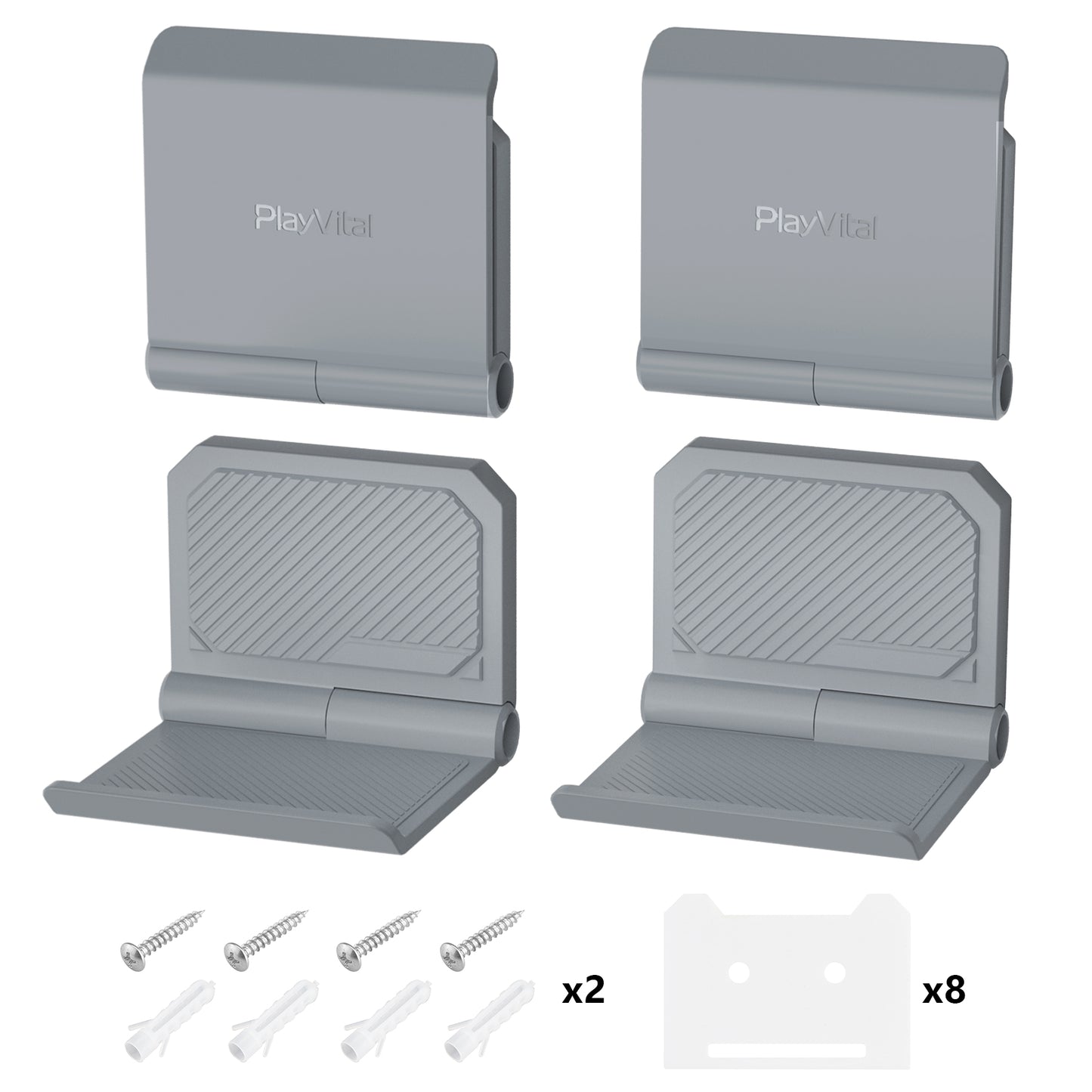 PlayVital 4 Set FOLD Controller Wall Mount for PS5 & PS4 & Xbox Series X/S & Switch Pro & Xbox Wireless Headset & Pulse 3D Headset - White - DMYPFM006 PlayVital