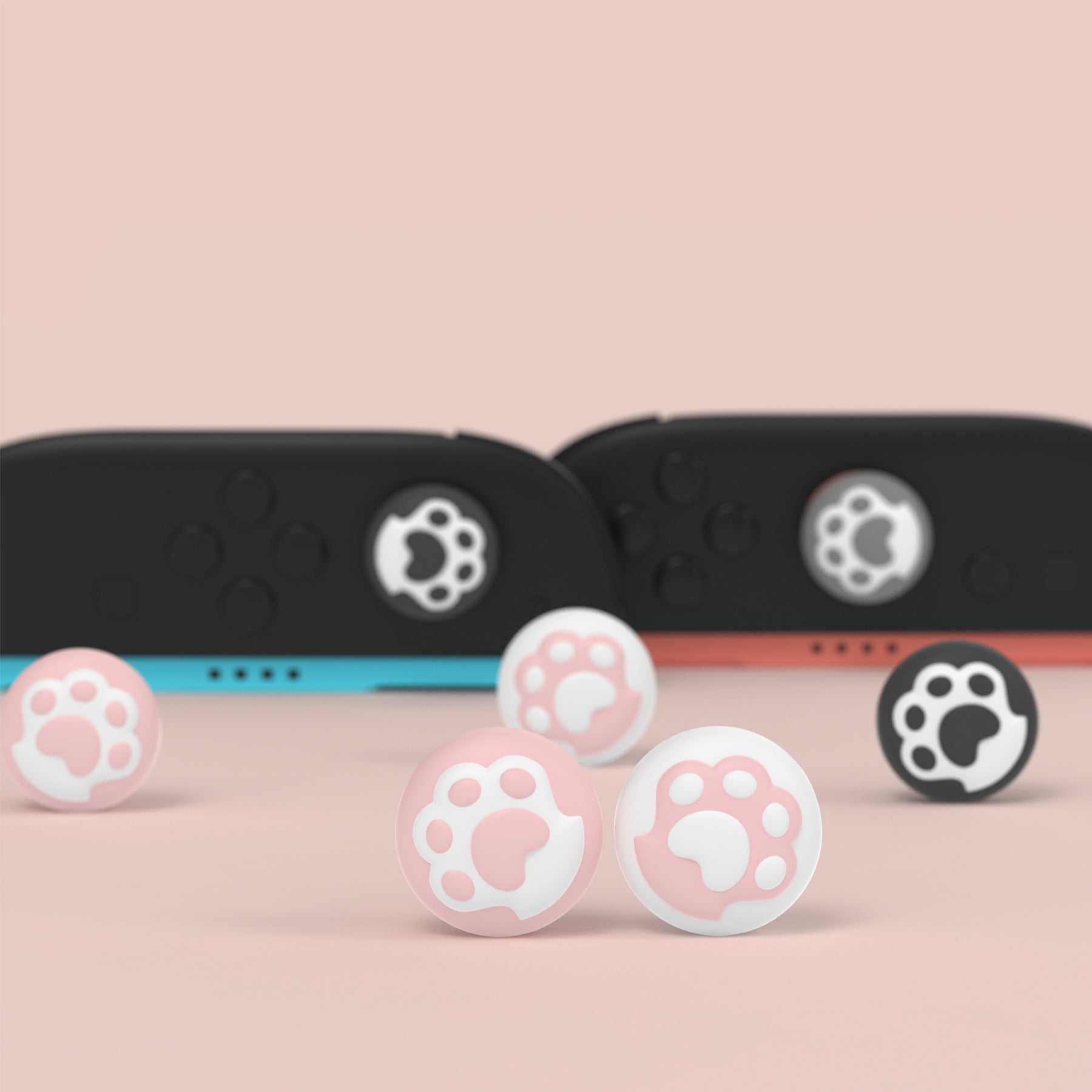 PlayVital 8 Pcs Cute Thumb Grip Caps for Nintendo Switch 2 - Cat Paw PlayVital