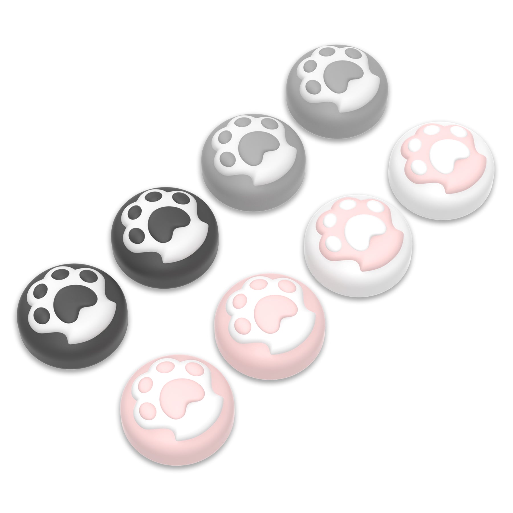 PlayVital 8 Pcs Cute Thumb Grip Caps for Nintendo Switch 2 - Cat Paw PlayVital
