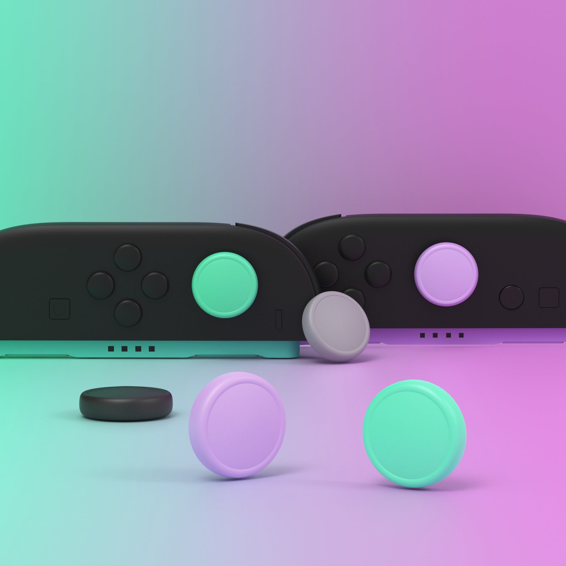 PlayVital 8Pcs Joystick Caps for Nintendo Switch 2, Silicone Thumbstick Grip Cover for Joycon 2 - Soft Violet & Mint Green & Black & Gray PlayVital