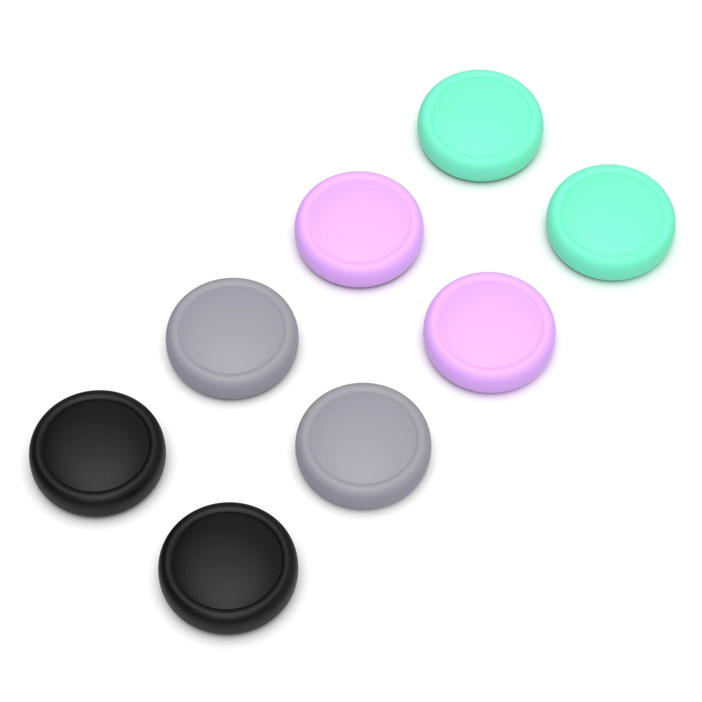 PlayVital 8Pcs Joystick Caps for Nintendo Switch 2, Silicone Thumbstick Grip Cover for Joycon 2 - Soft Violet & Mint Green & Black & Gray PlayVital