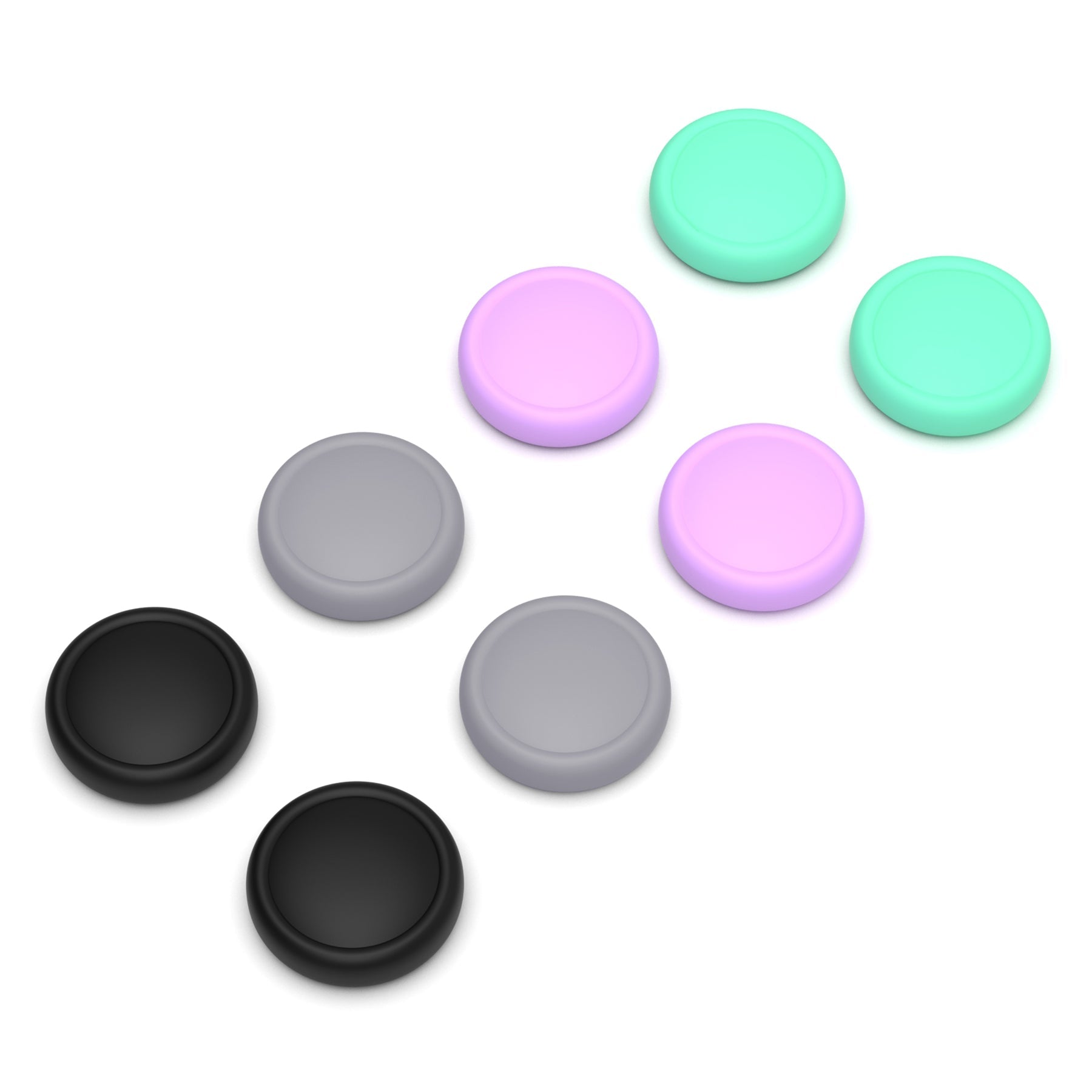 PlayVital 8Pcs Joystick Caps for Nintendo Switch 2, Silicone Thumbstick Grip Cover for Joycon 2 - Soft Violet & Mint Green & Black & Gray PlayVital