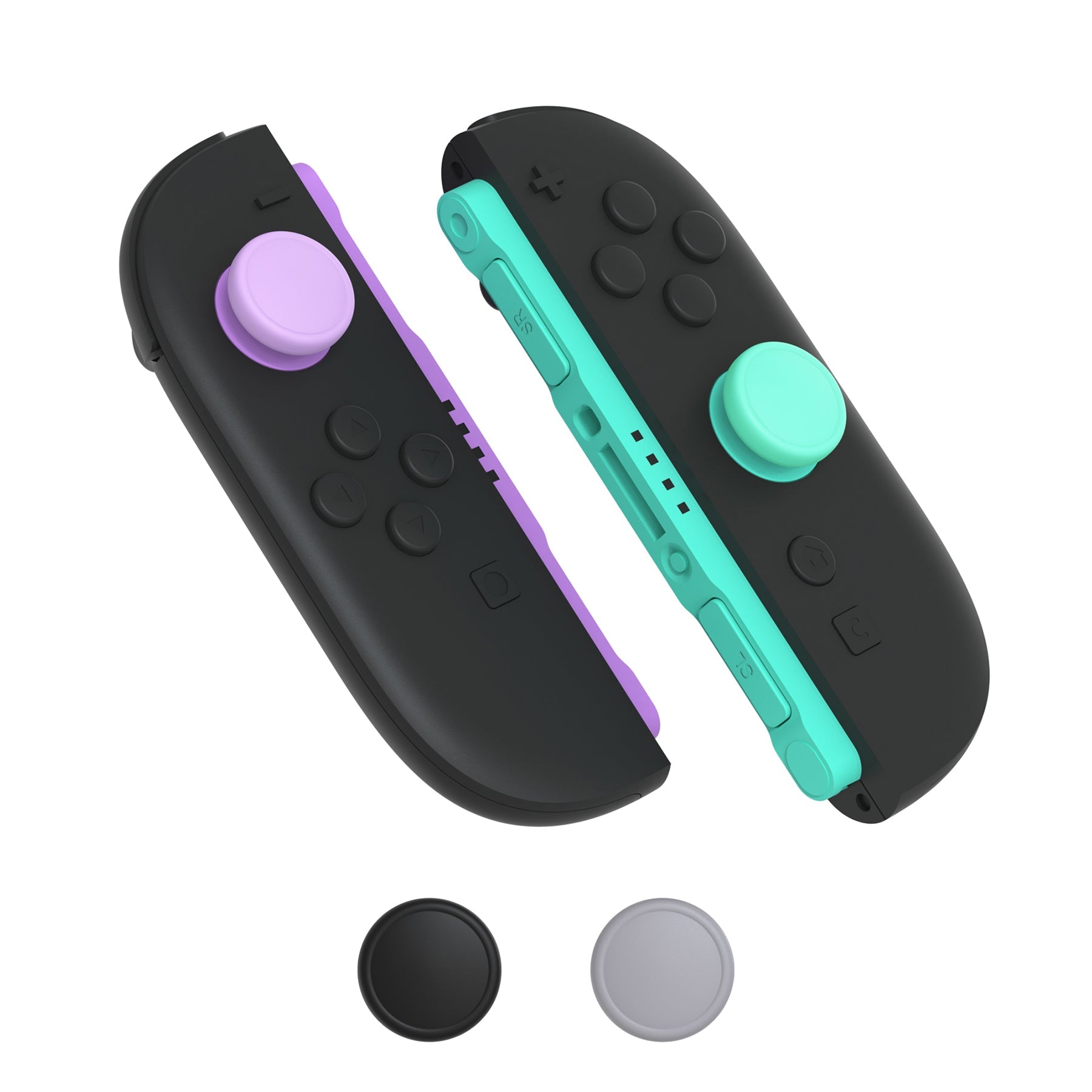 PlayVital 8Pcs Joystick Caps for Nintendo Switch 2, Silicone Thumbstick Grip Cover for Joycon 2 - Soft Violet & Mint Green & Black & Gray PlayVital
