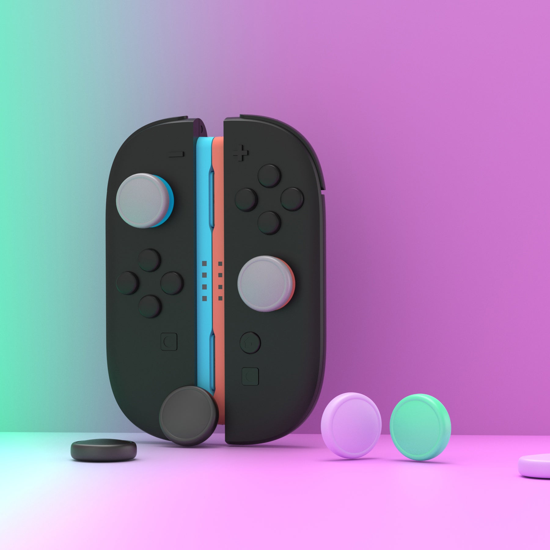 PlayVital 8Pcs Joystick Caps for Nintendo Switch 2, Silicone Thumbstick Grip Cover for Joycon 2 - Soft Violet & Mint Green & Black & Gray PlayVital