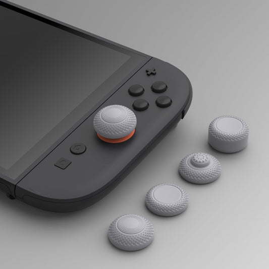 PlayVital 8 in 1 Pro Thumbs Grip Caps for Nintendo Switch 2, 8Pcs Ergonomic Anti-Slip Joystick Caps for Joycon 2 Grip - New Hope Gray PlayVital