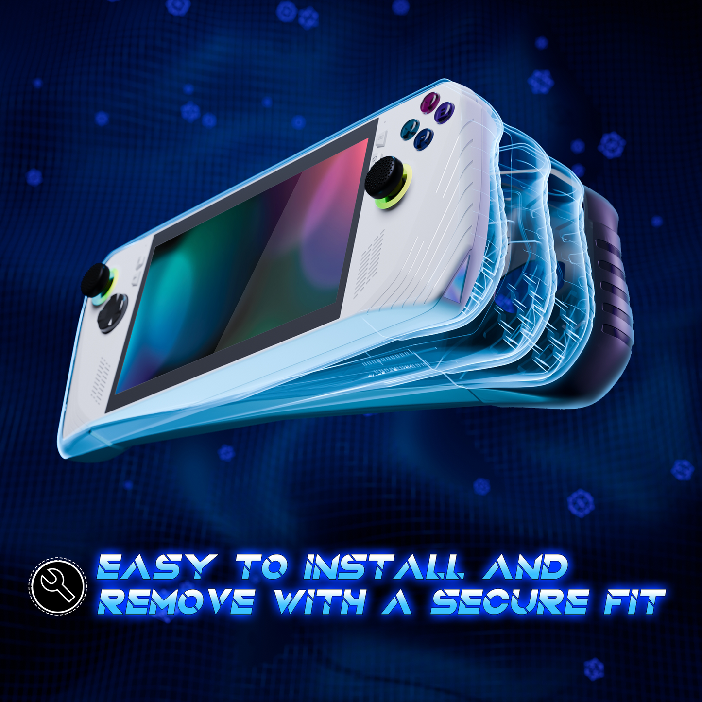 PlayVital ABSOLUTE TPU Protective Case for ROG Ally, Anti-Slip Grip Cover with Joystick Caps for ROG Ally Accessories - Black PlayVital